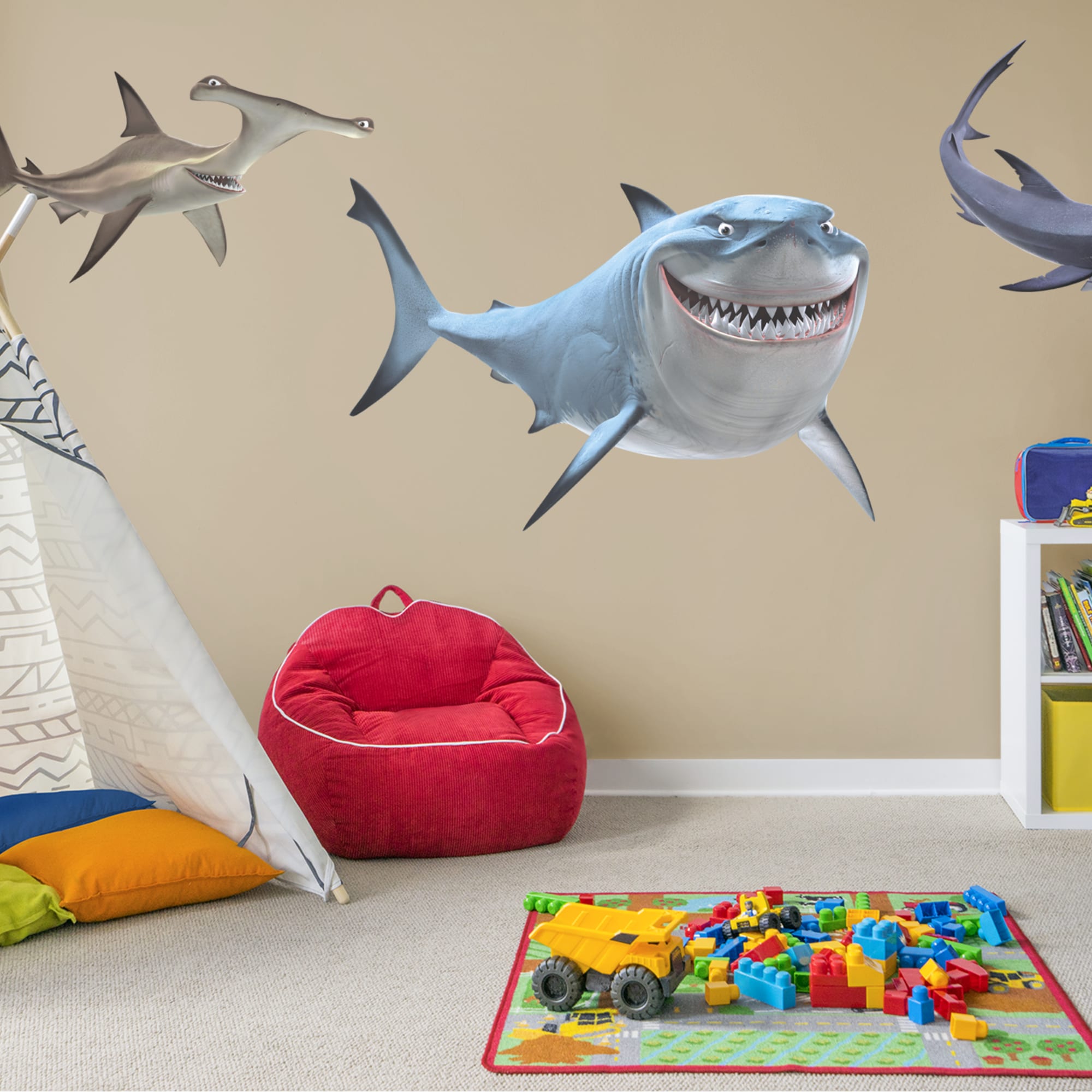 Finding Nemo: Shark Collection - Officially Licensed Disney/PIXAR Removable Wall Decals 79.0"W x 49.5"H by Fathead | Vinyl