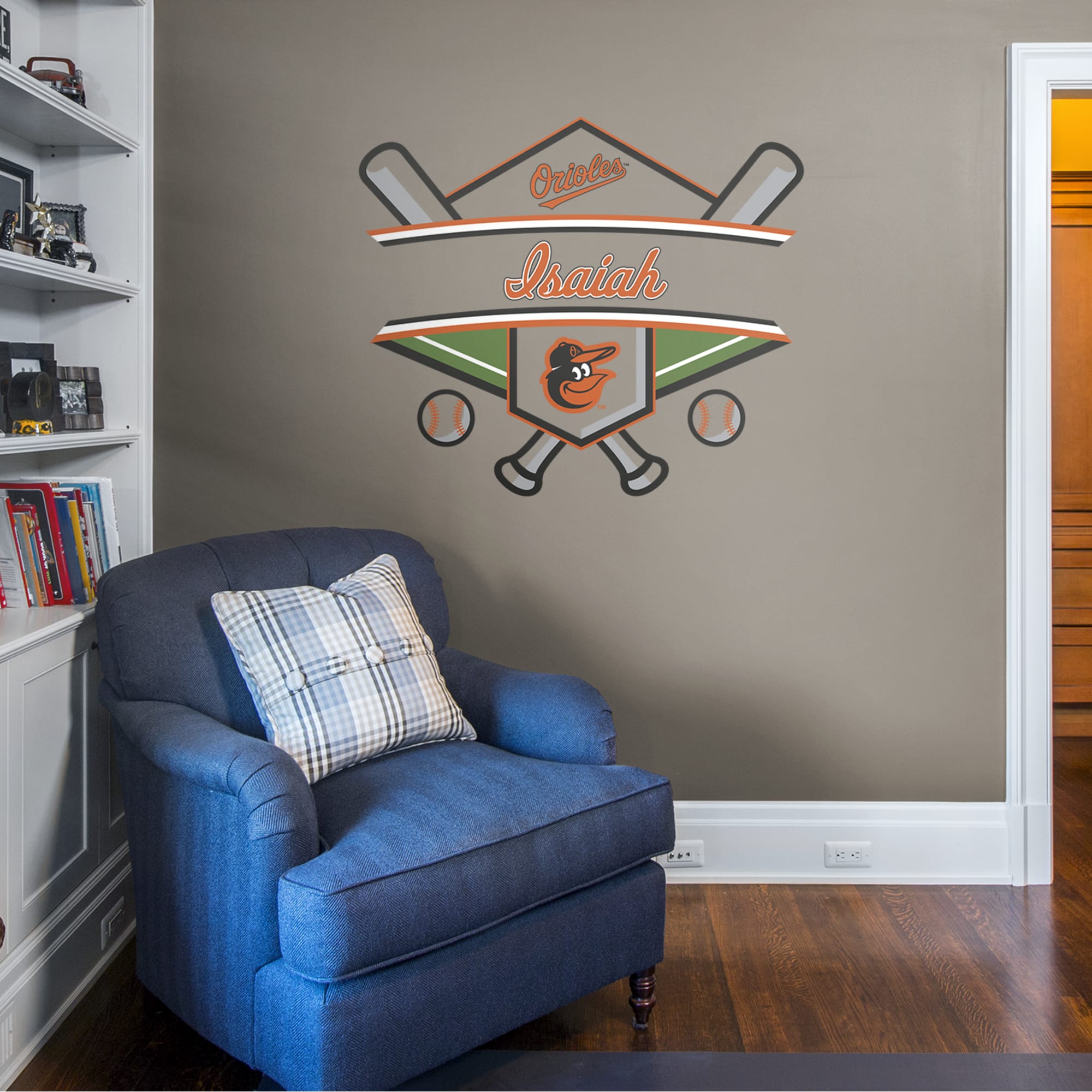 Baltimore Orioles: Personalized Name - Officially Licensed MLB Transfer Decal 45.0"W x 39.0"H by Fathead | Vinyl