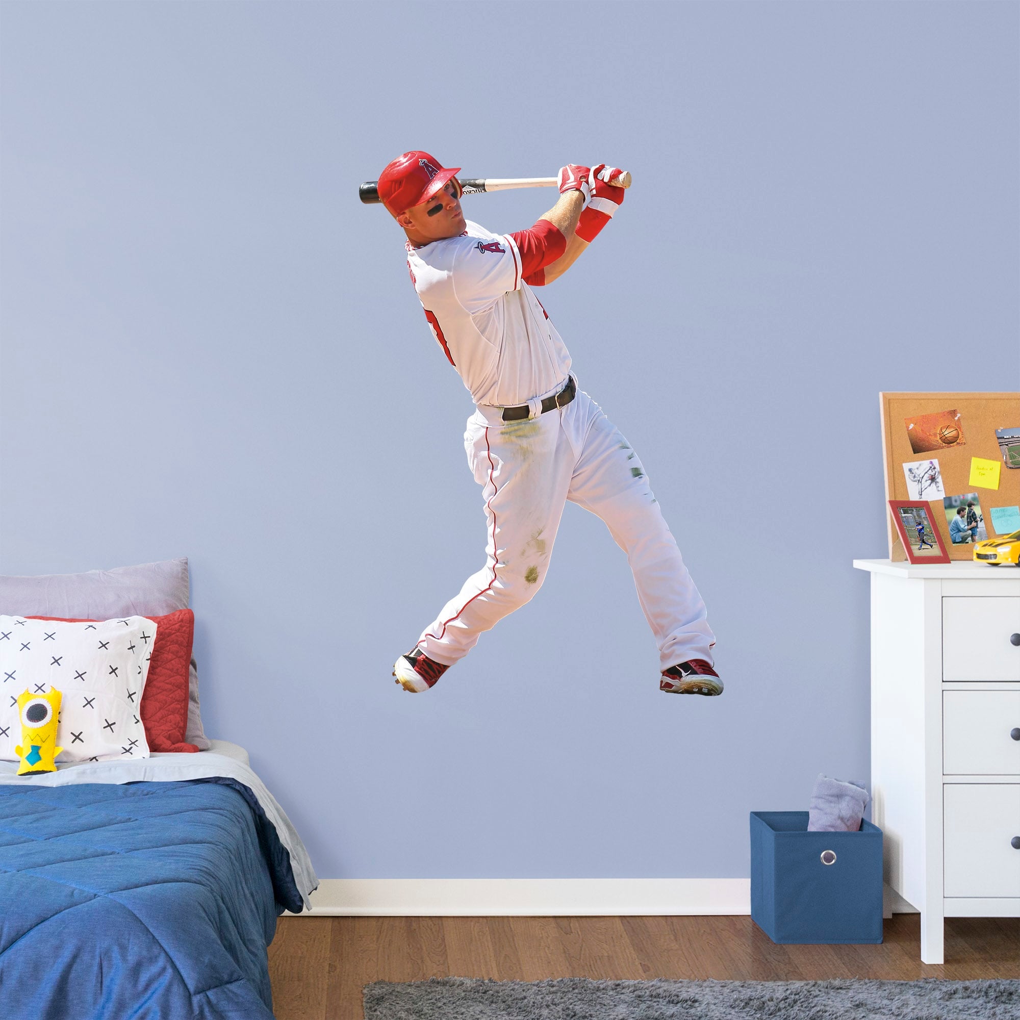 Mike Trout for LA Angels - Officially Licensed MLB Removable Wall Decal Giant Athlete + 2 Decals (34"W x 51"H) by Fathead | Viny