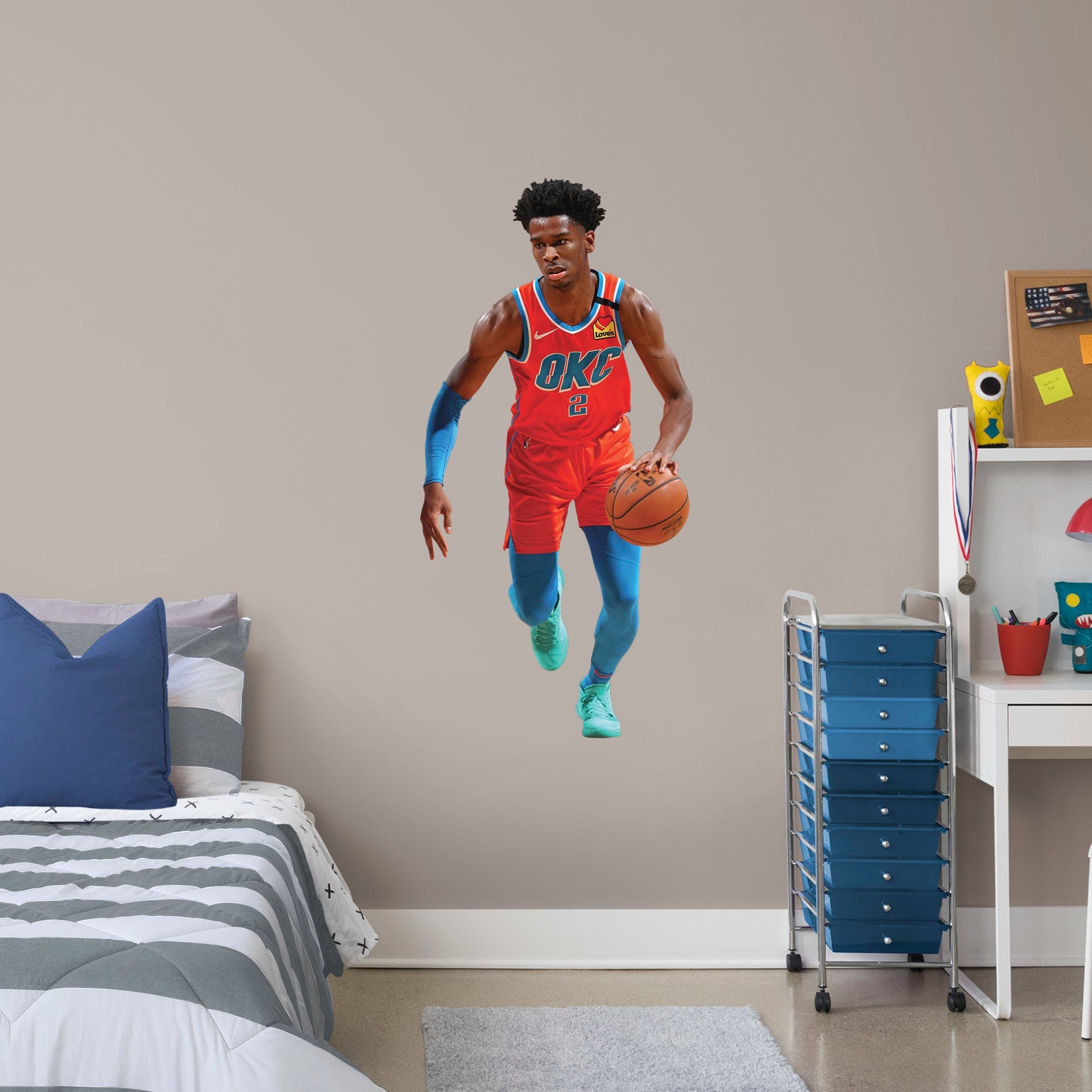 Shai Gilgeous-Alexander for Oklahoma City Thunder - Officially Licensed NBA Removable Wall Decal Giant Athlete + 2 Decals (25"W