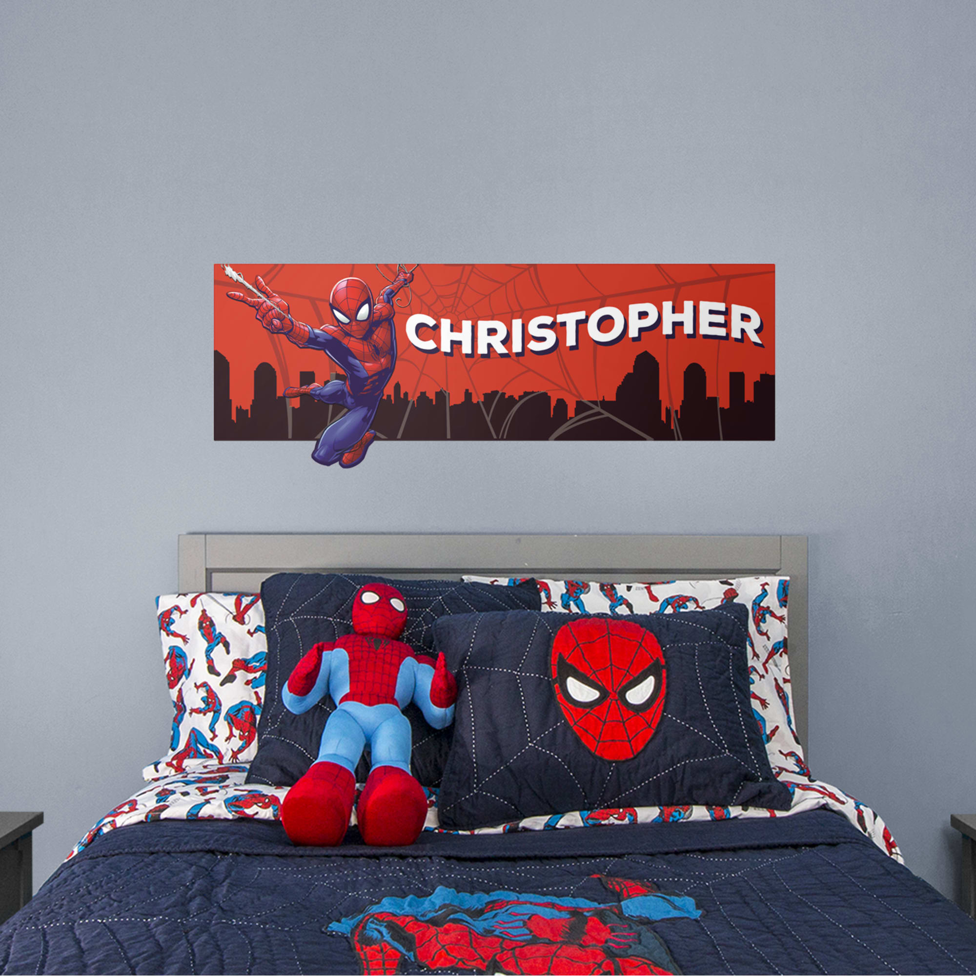 Spider-Man: Personalized Name - Officially Licensed Removable Transfer Decal 51.0"W x 18.0"H by Fathead | Vinyl