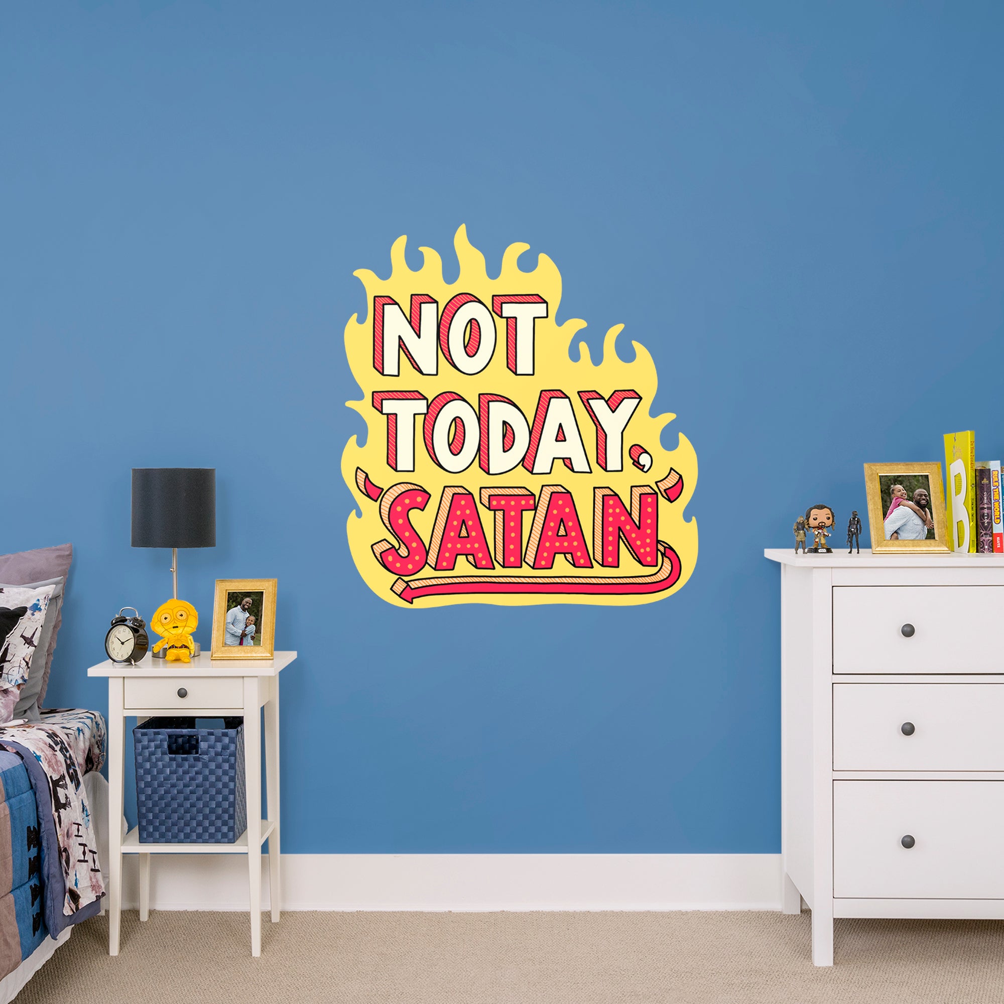 Not Today Satan - Officially Licensed Big Moods Removable Wall Decal Giant Decal (38"W x 36"H) by Fathead | Vinyl