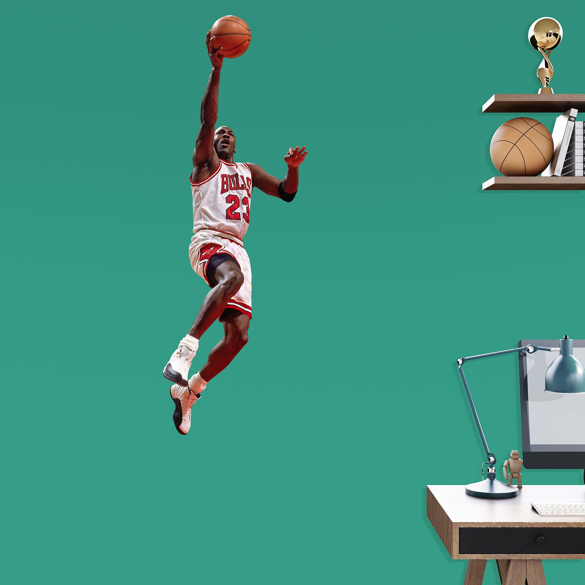 Michael Jordan for Chicago Bulls: Layup - Officially Licensed NBA Removable Wall Decal 17.0"W x 41.0"H by Fathead | Vinyl
