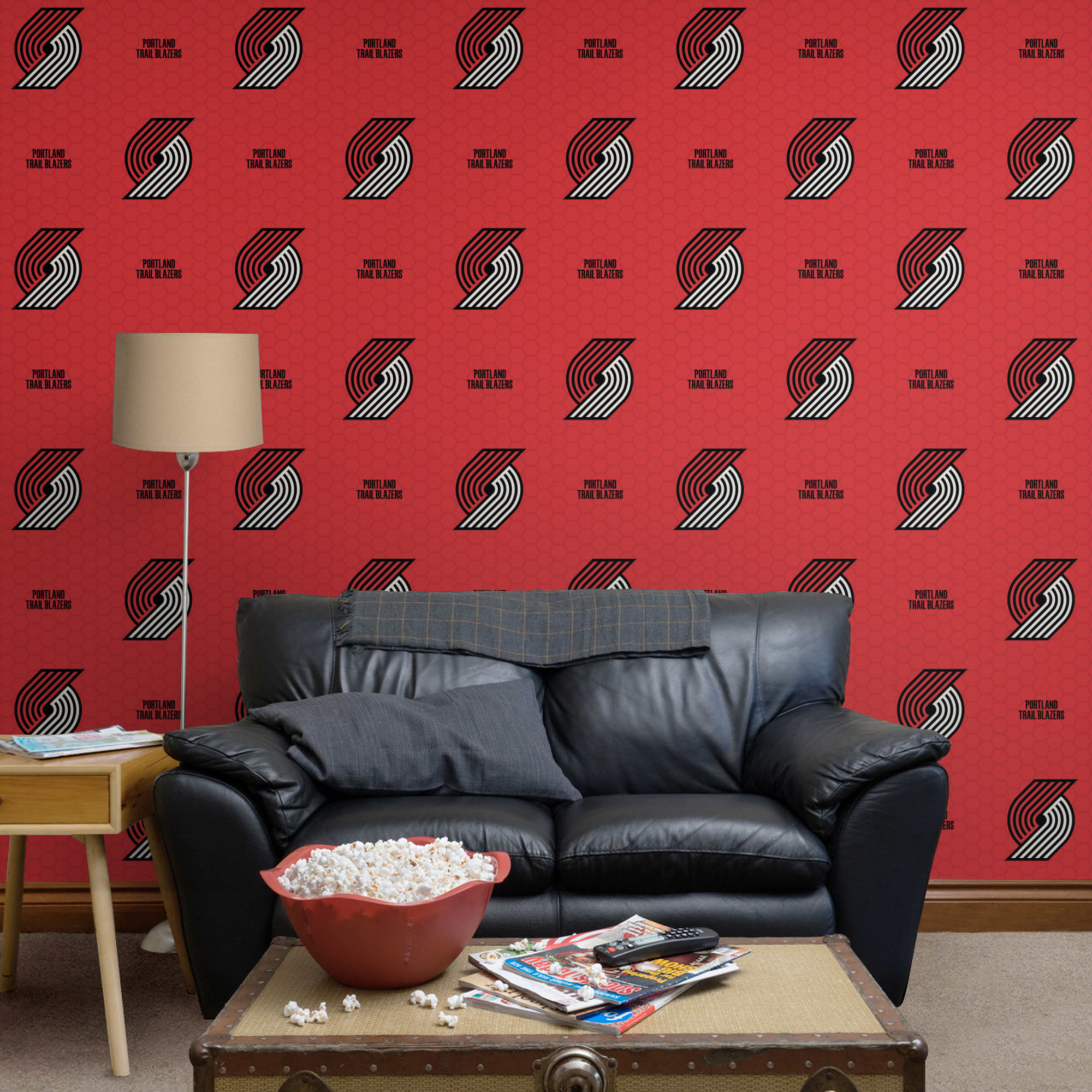 Portland Trail Blazers: Logo Pattern - Officially Licensed Removable Wallpaper 12" x 12" Sample by Fathead