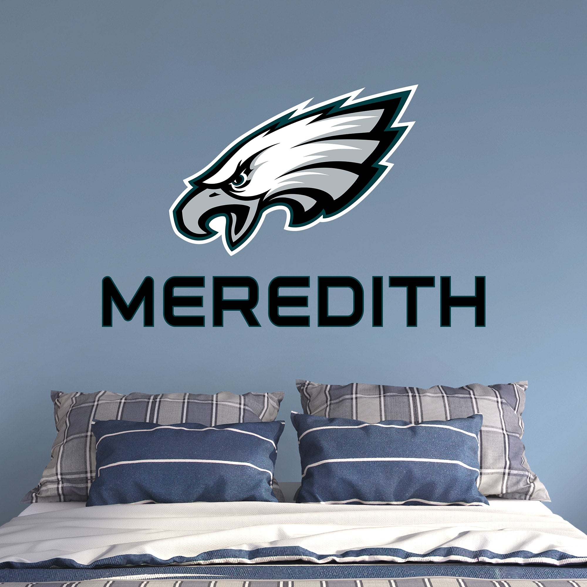 Philadelphia Eagles: Stacked Personalized Name - Officially Licensed NFL Transfer Decal in Black (52"W x 39.5"H) by Fathead | Vi