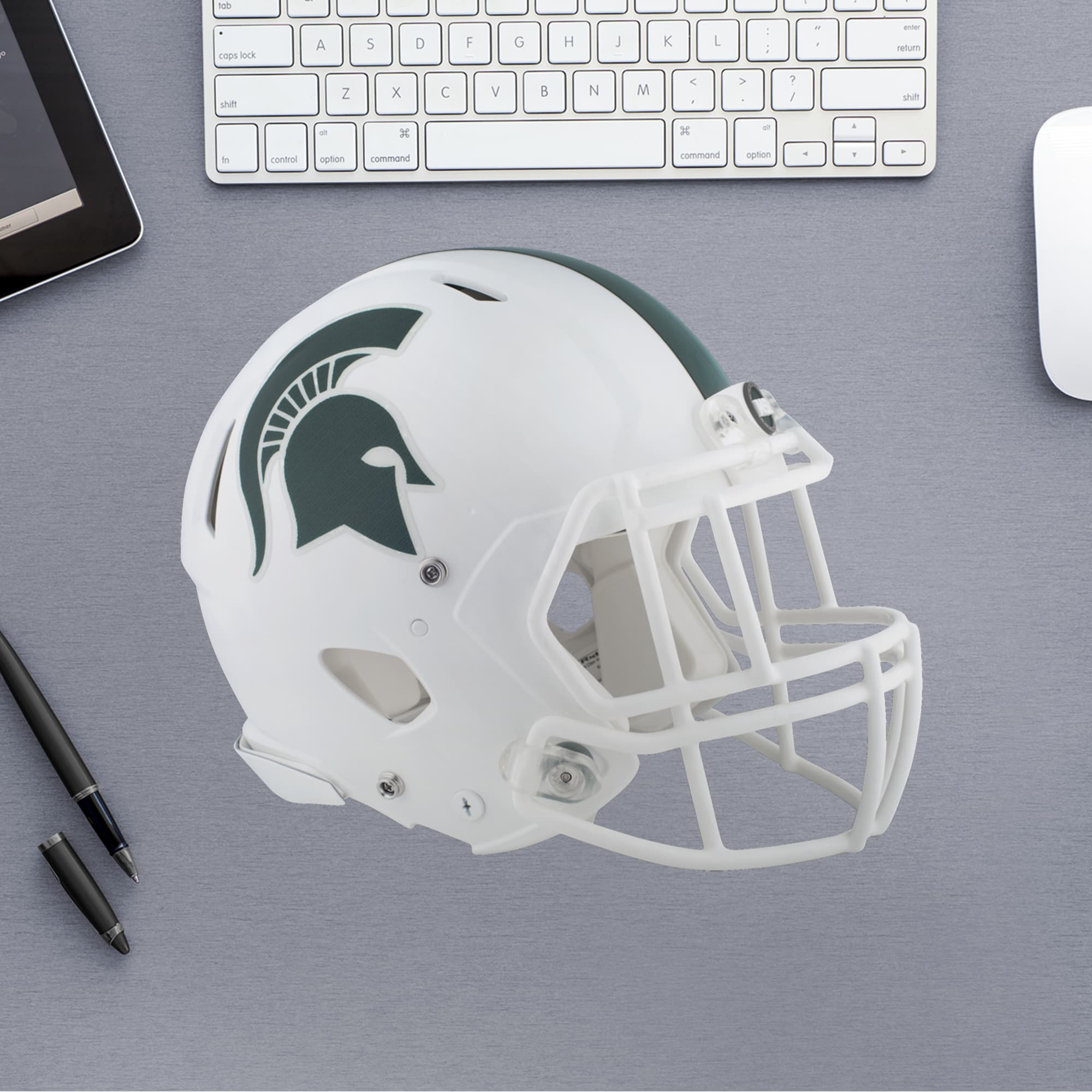 Michigan State Spartans: White Helmet - Officially Licensed Removable Wall Decal 11.5"W x 9.5"H by Fathead | Vinyl