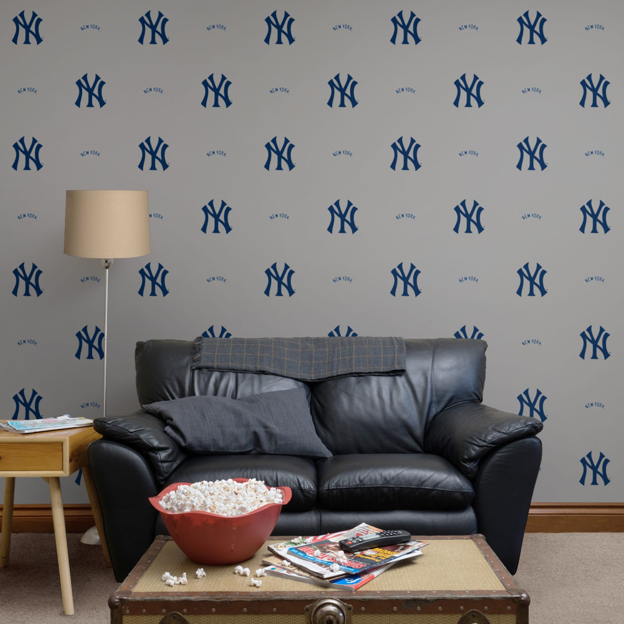 New York Yankees: Logo Pattern - Officially Licensed Removable Wallpaper 12" x 12" Sample by Fathead