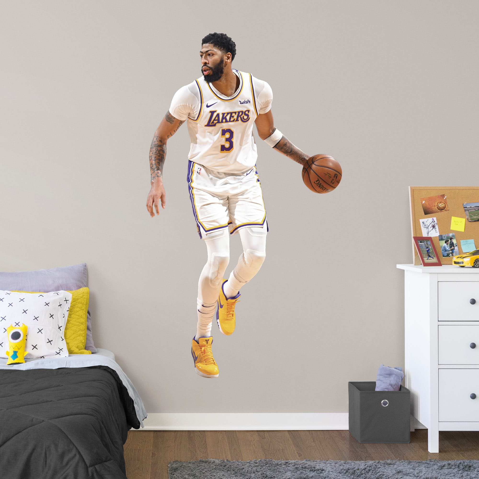 Anthony Davis for Los Angeles Lakers - Officially Licensed NBA Removable Wall Decal Life-Size Athlete + 2 Decals (47"W x 83"H) b