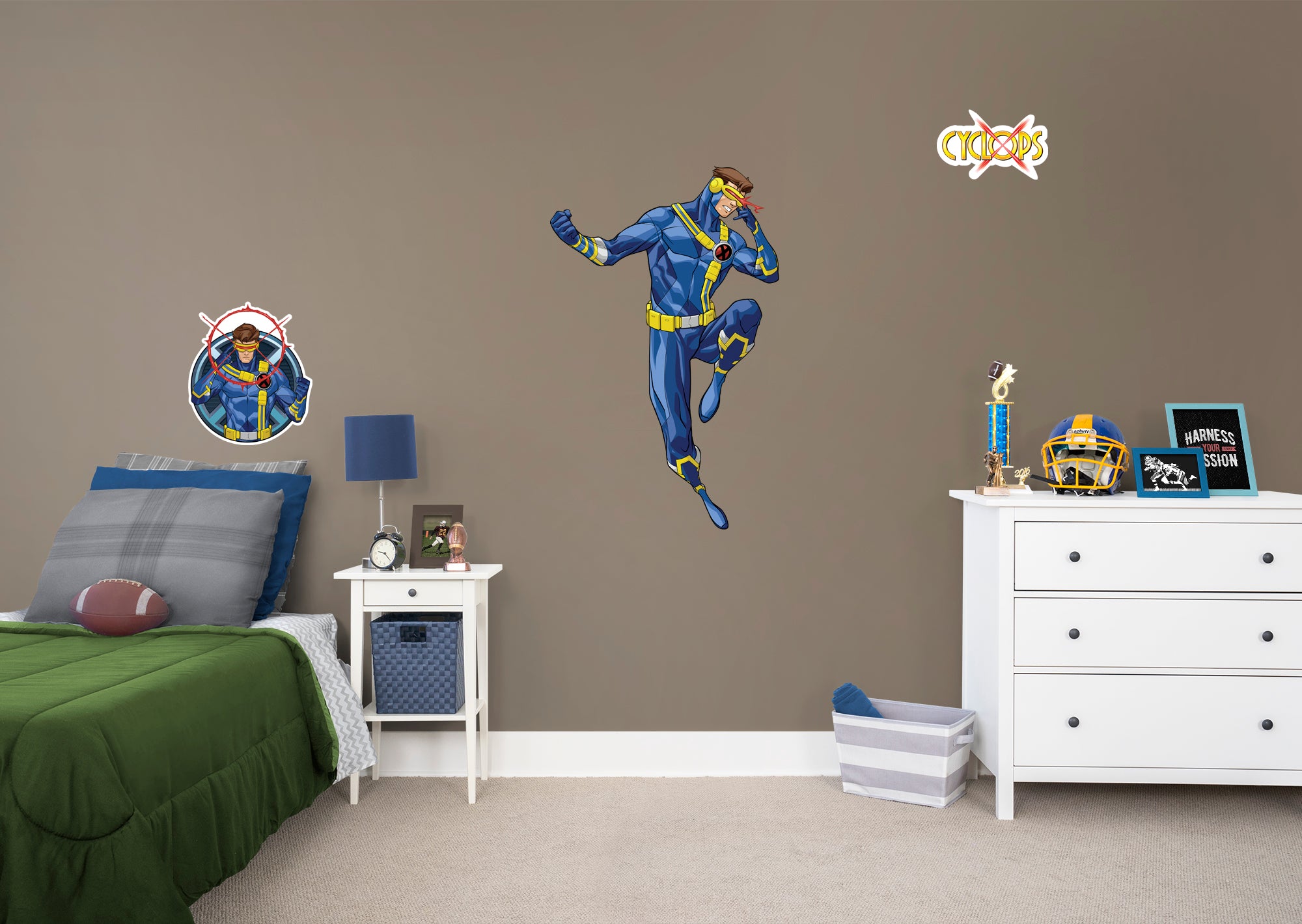 X-Men Cyclops RealBig - Officially Licensed Marvel Removable Wall Decal Giant Character + 2 Decals (32"W x 50"H) by Fathead | Vi