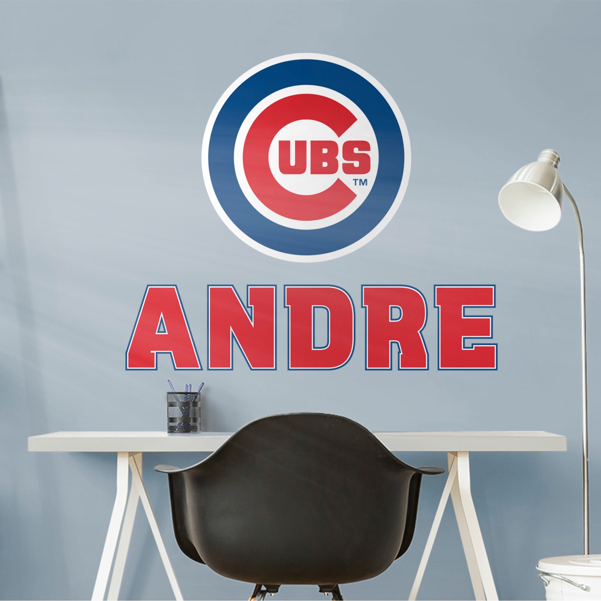 Chicago Cubs: Stacked Personalized Name - Officially Licensed MLB Transfer Decal in Red (52"W x 39.5"H) by Fathead | Vinyl