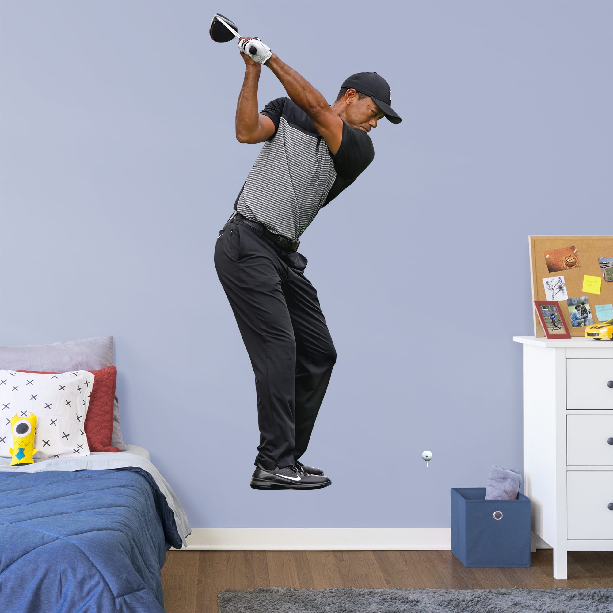 Tiger Woods: Drive - Officially Licensed Removable Wall Decal Life-Size Athlete + 2 Decals (33"W x 82"H) by Fathead | Wood/Vinyl