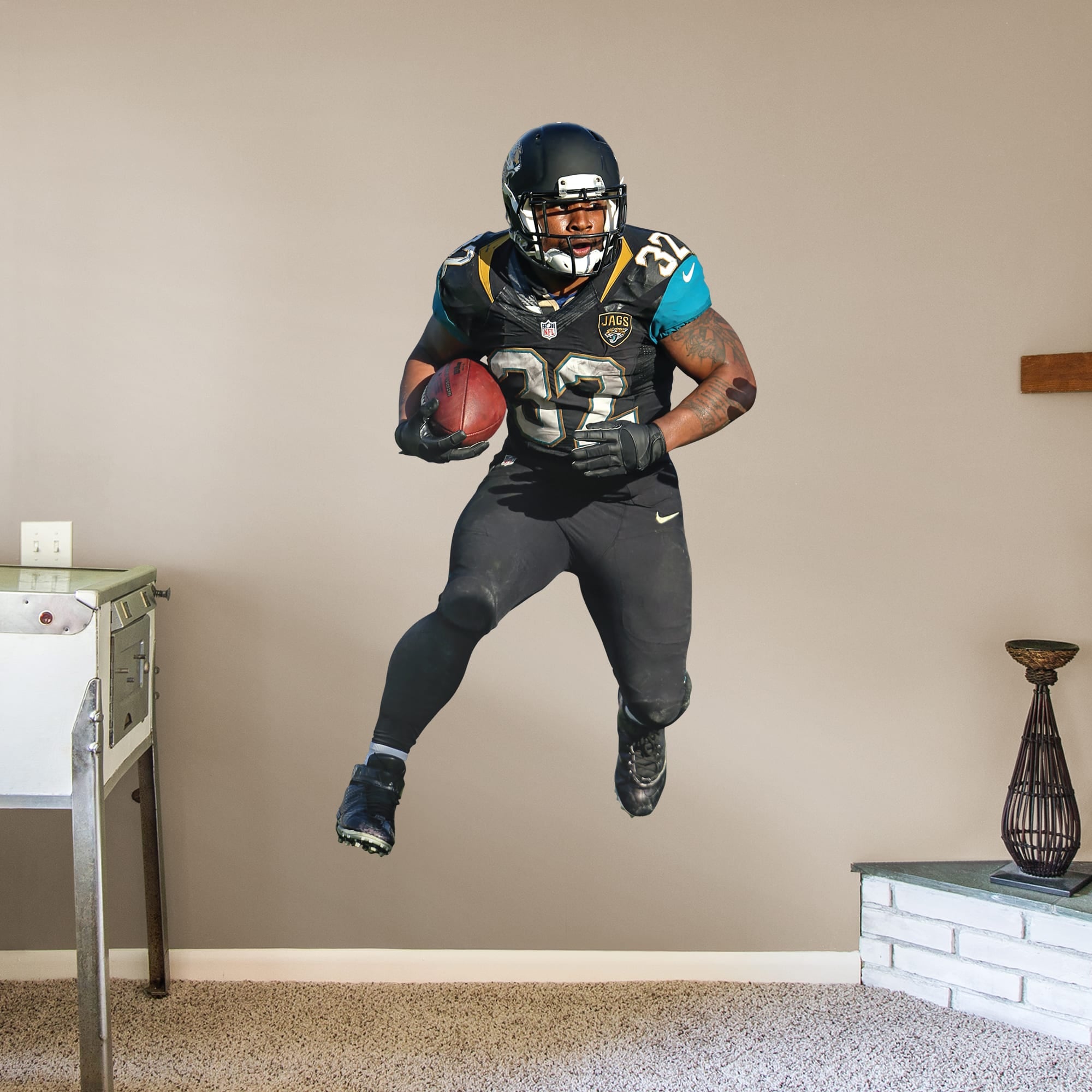 Maurice Jones-Drew for Jacksonville Jaguars - Officially Licensed NFL Removable Wall Decal Life-Size Athlete + 2 Decals (40"W x