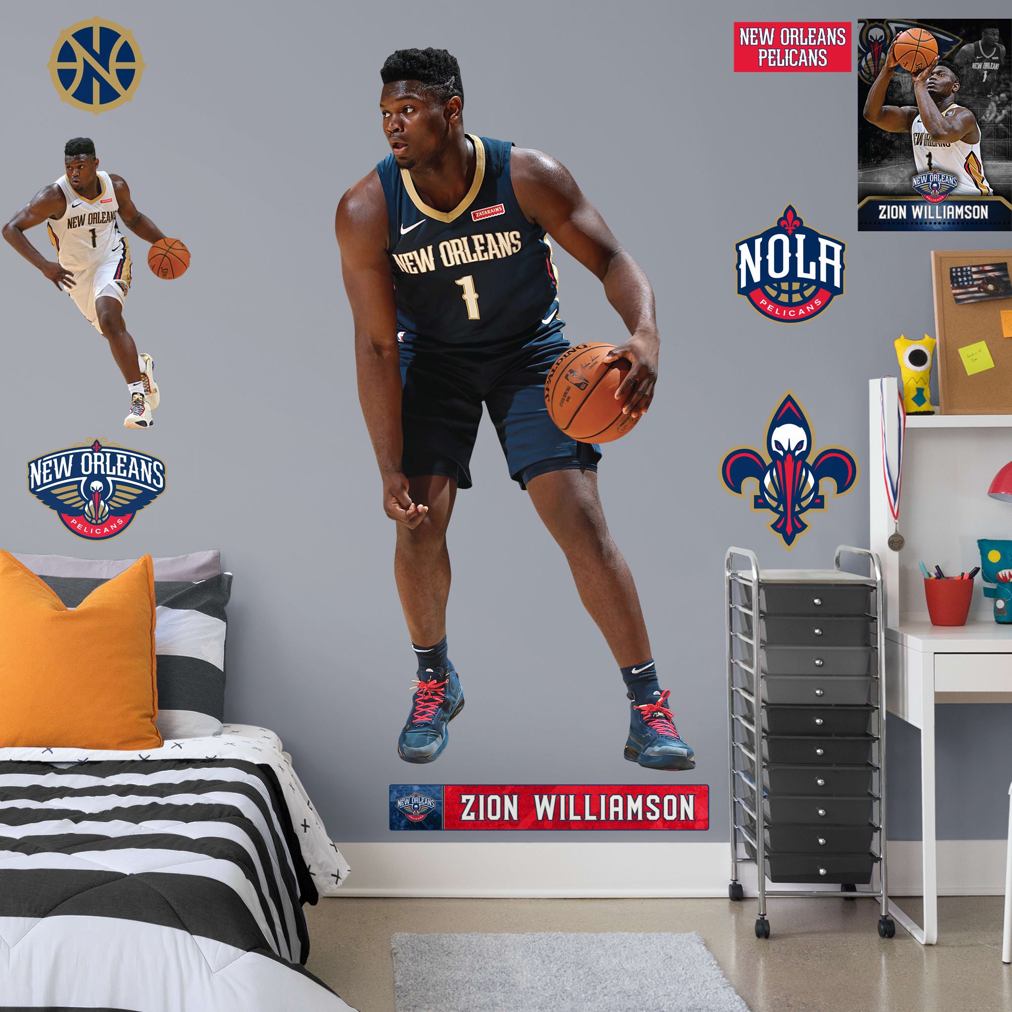 Zion Williamson for New Orleans Pelicans: Icon Jersey - Officially Licensed NBA Removable Wall Decal Life-Size Athlete + 11 Deca