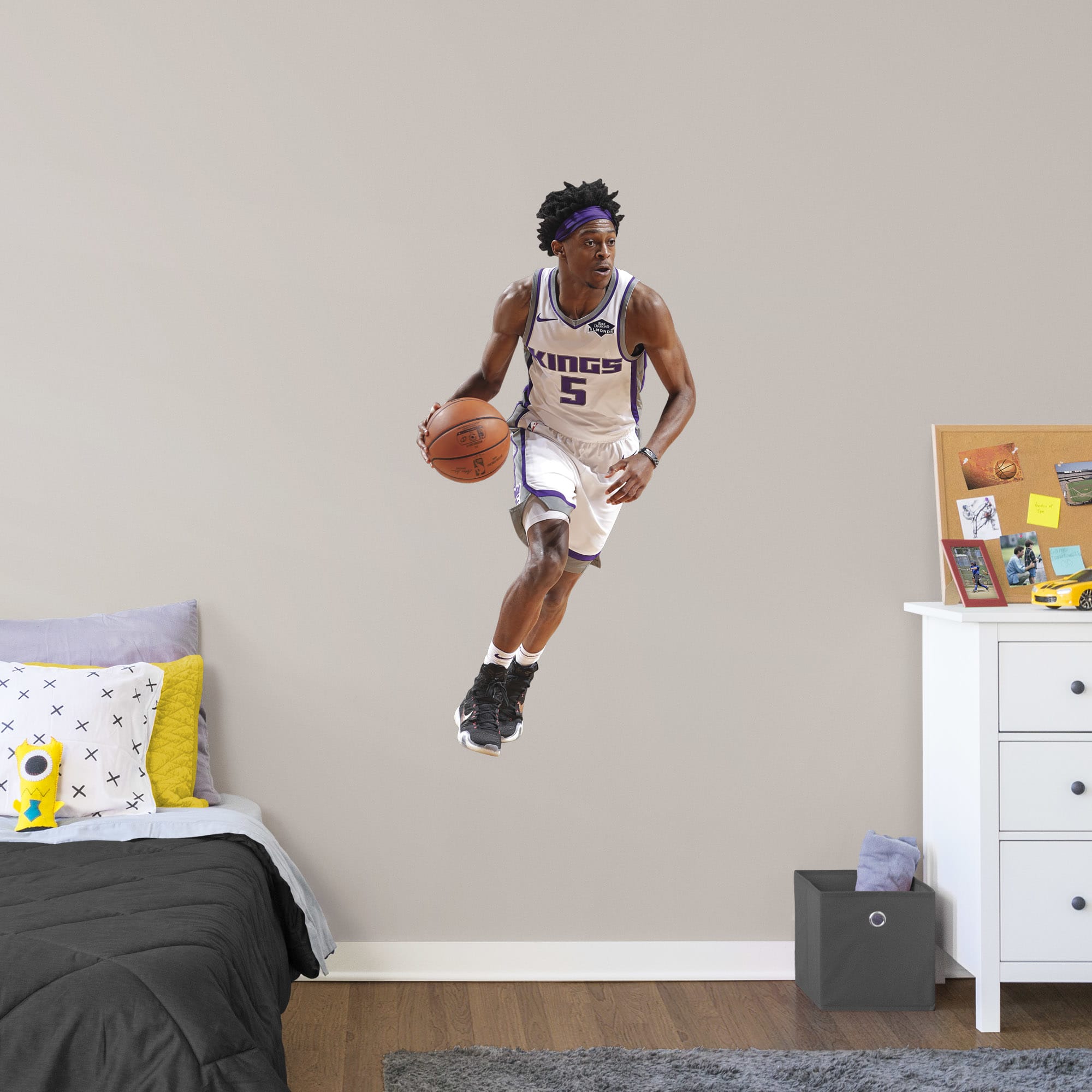 DeAaron Fox for Sacramento Kings: Association Jersey - Officially Licensed NBA Removable Wall Decal Giant Athlete + 2 Decals (2