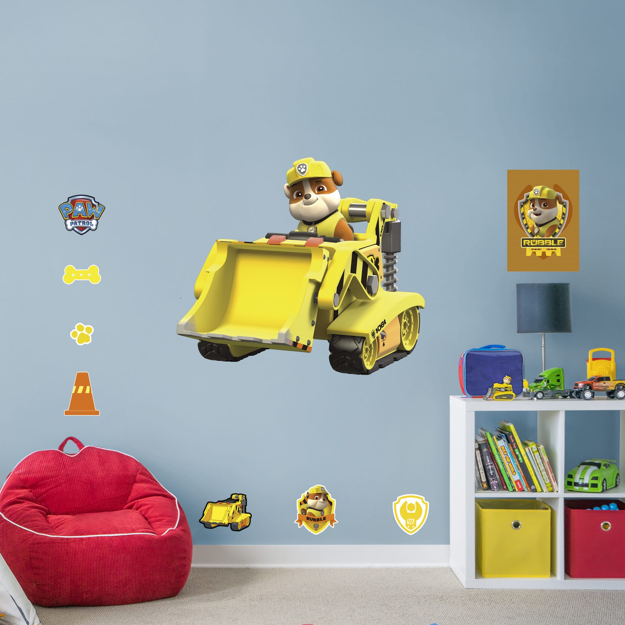 Rubble: Digger - Officially Licensed PAW Patrol Removable Wall Decal Giant Character + 10 Licensed Decals (44"W x 38"H) by Fathe