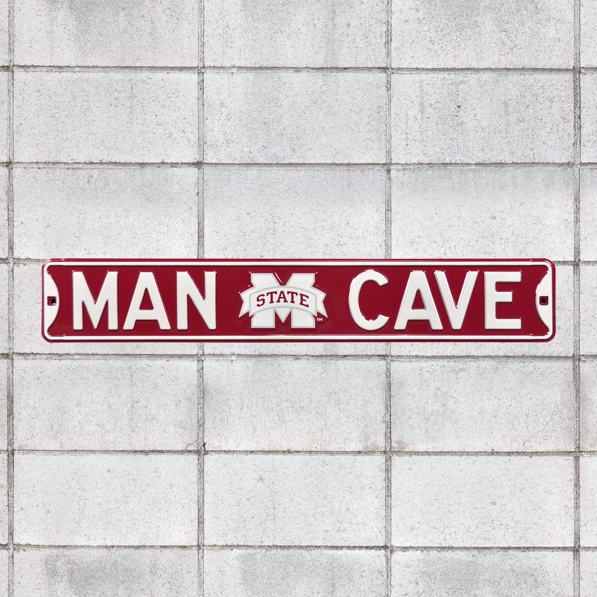 Mississippi State Bulldogs: Man Cave - Officially Licensed Metal Street Sign 36.0"W x 6.0"H by Fathead | 100% Steel