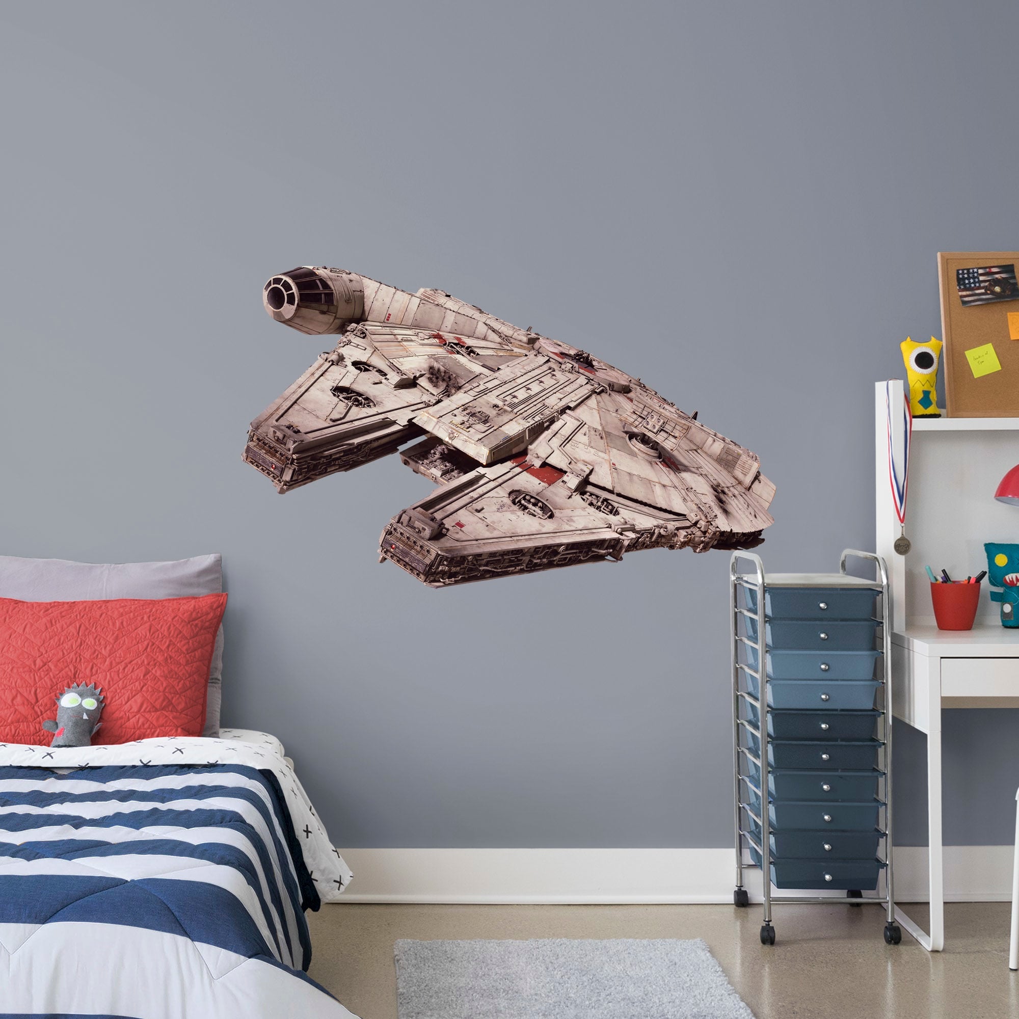 Millennium Falcon - Star Wars: The Force Awakens - Officially Licensed Removable Wall Decal Life-Size Ship + 2 Decals (79"W x 41