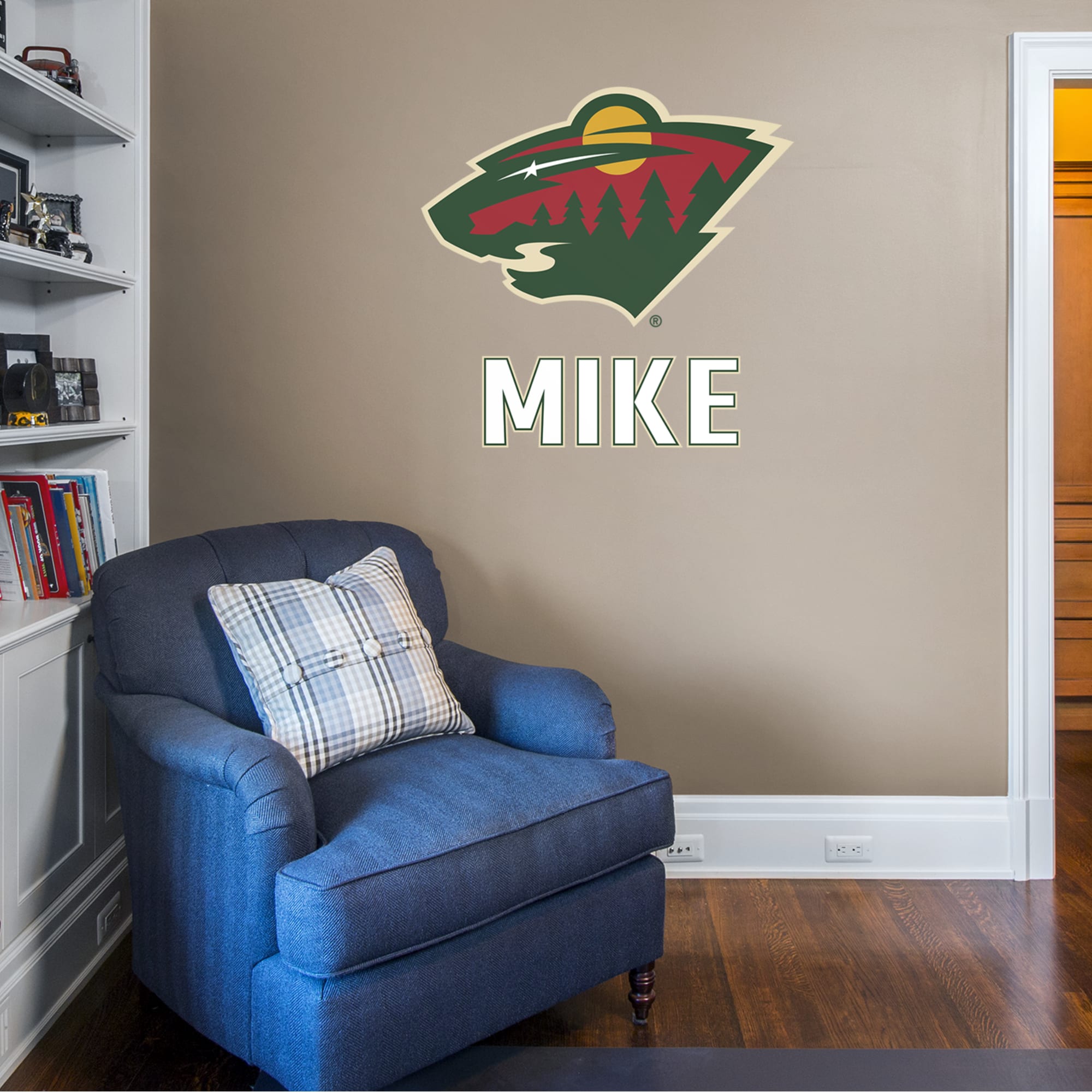 Minnesota Wild: Stacked Personalized Name - Officially Licensed NHL Transfer Decal in White (39.5"W x 52"H) by Fathead | Vinyl