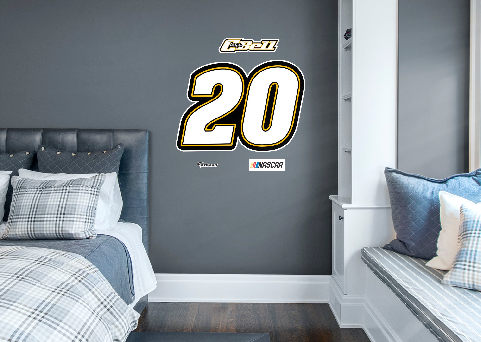 Christopher Bell 2021 #20 Logo - Officially Licensed NASCAR Removable Wall Decal Giant Logo + 3 Decals (45"W x 32"H) by Fathead