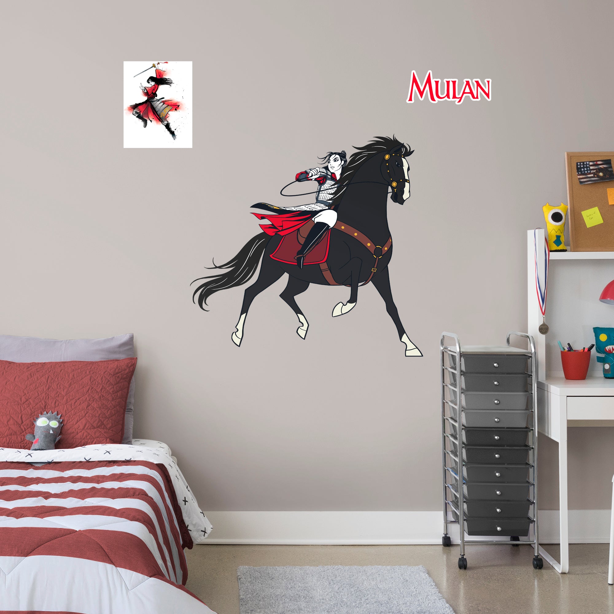 Mulan (Warrior) & Black Wind - In Action-Officially Licensed Disney Removable Wall Decal Giant Size + 2 Decals by Fathead | Viny