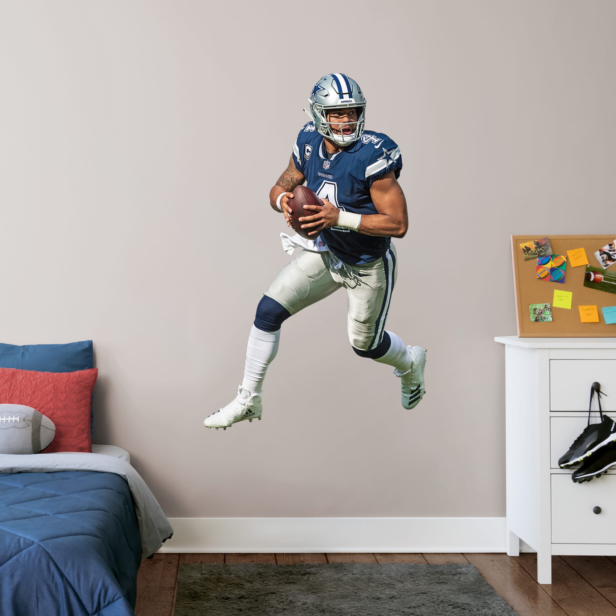 Dak Prescott for Dallas Cowboys: Away - Officially Licensed NFL Removable Wall Decal Giant Athlete + 2 Decals (32"W x 51"H) by F