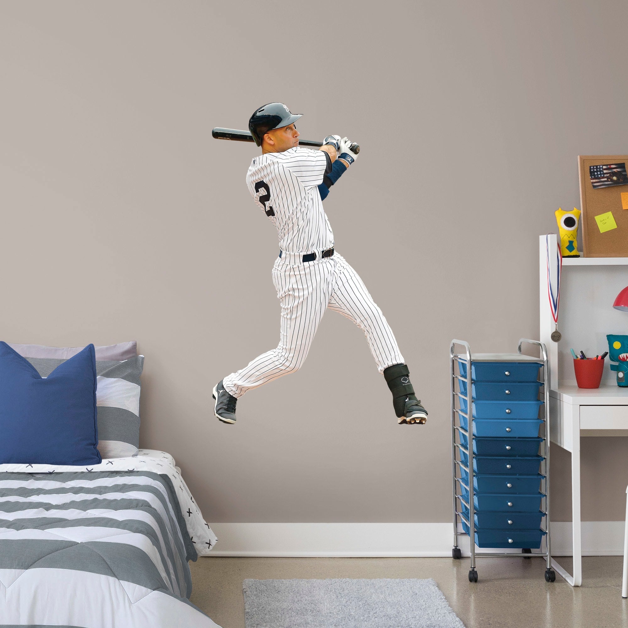 Derek Jeter for New York Yankees: Legacy - Officially Licensed MLB Removable Wall Decal Giant Athlete + 2 Decals (35"W x 51"H) b