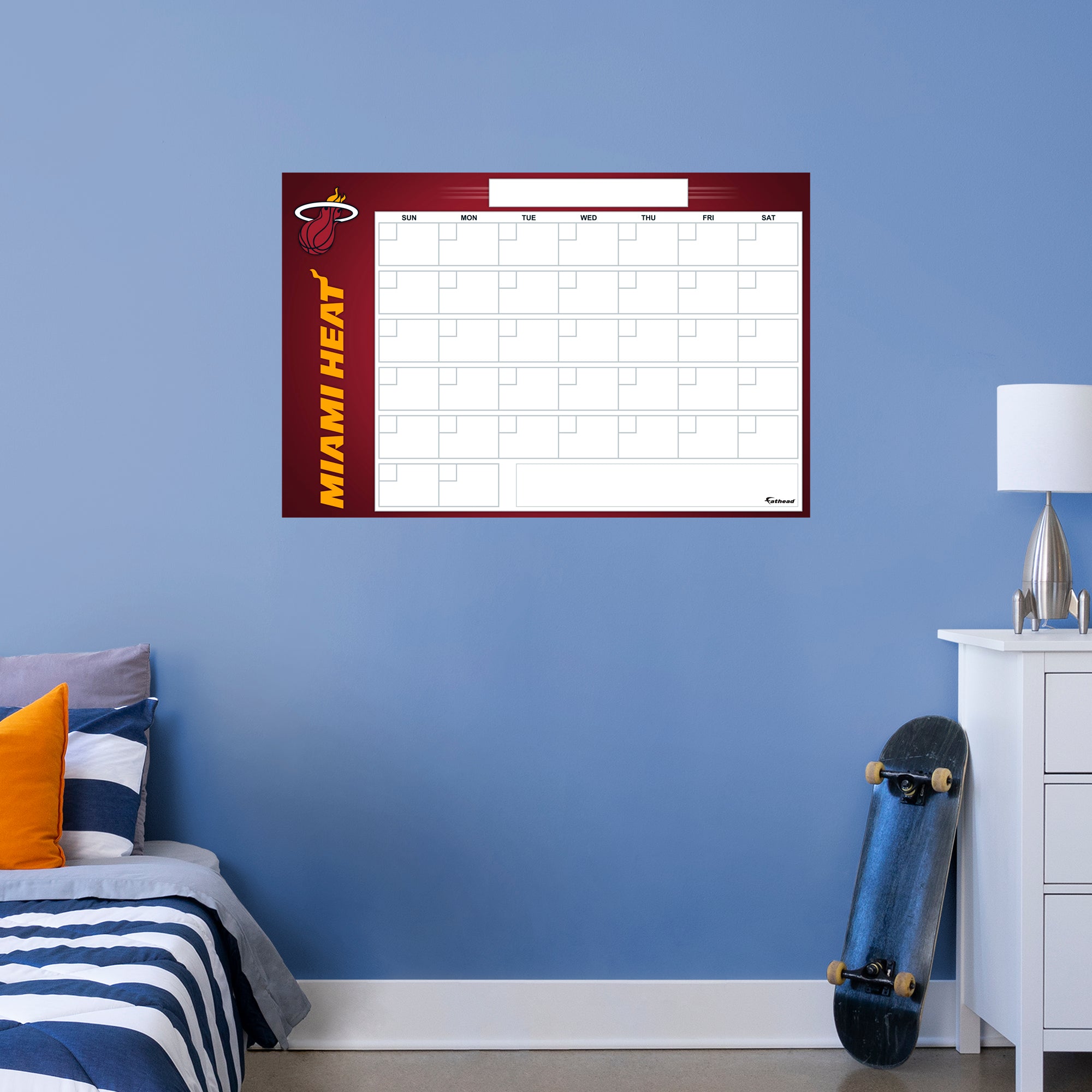 Miami Heat Dry Erase Calendar - Officially Licensed NBA Removable Wall Decal Giant Decal (34"W x 52"H) by Fathead | Vinyl