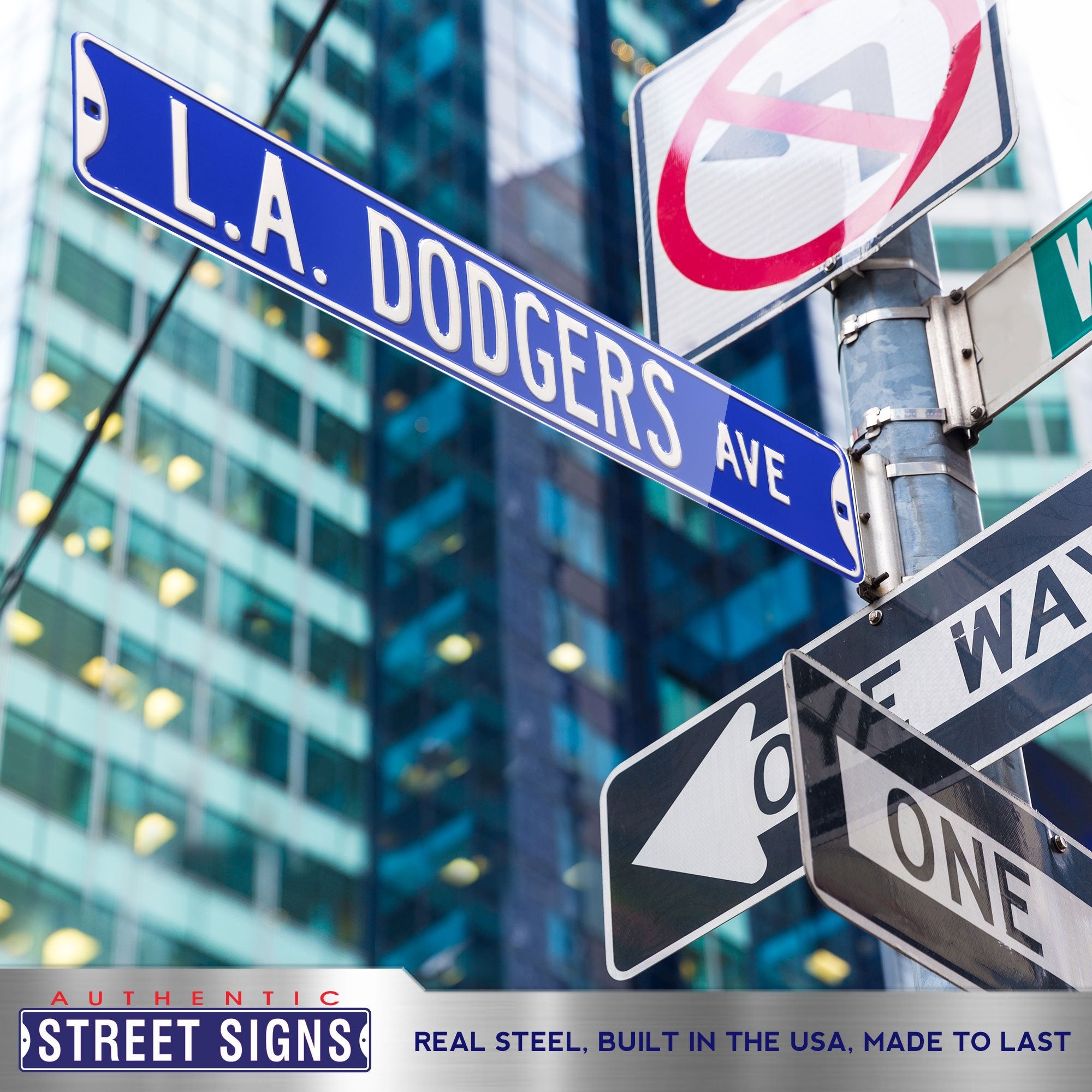 Los Angeles Dodgers Steel Street Sign-L.A. DODGERS AVE 36" W x 6" H by Fathead
