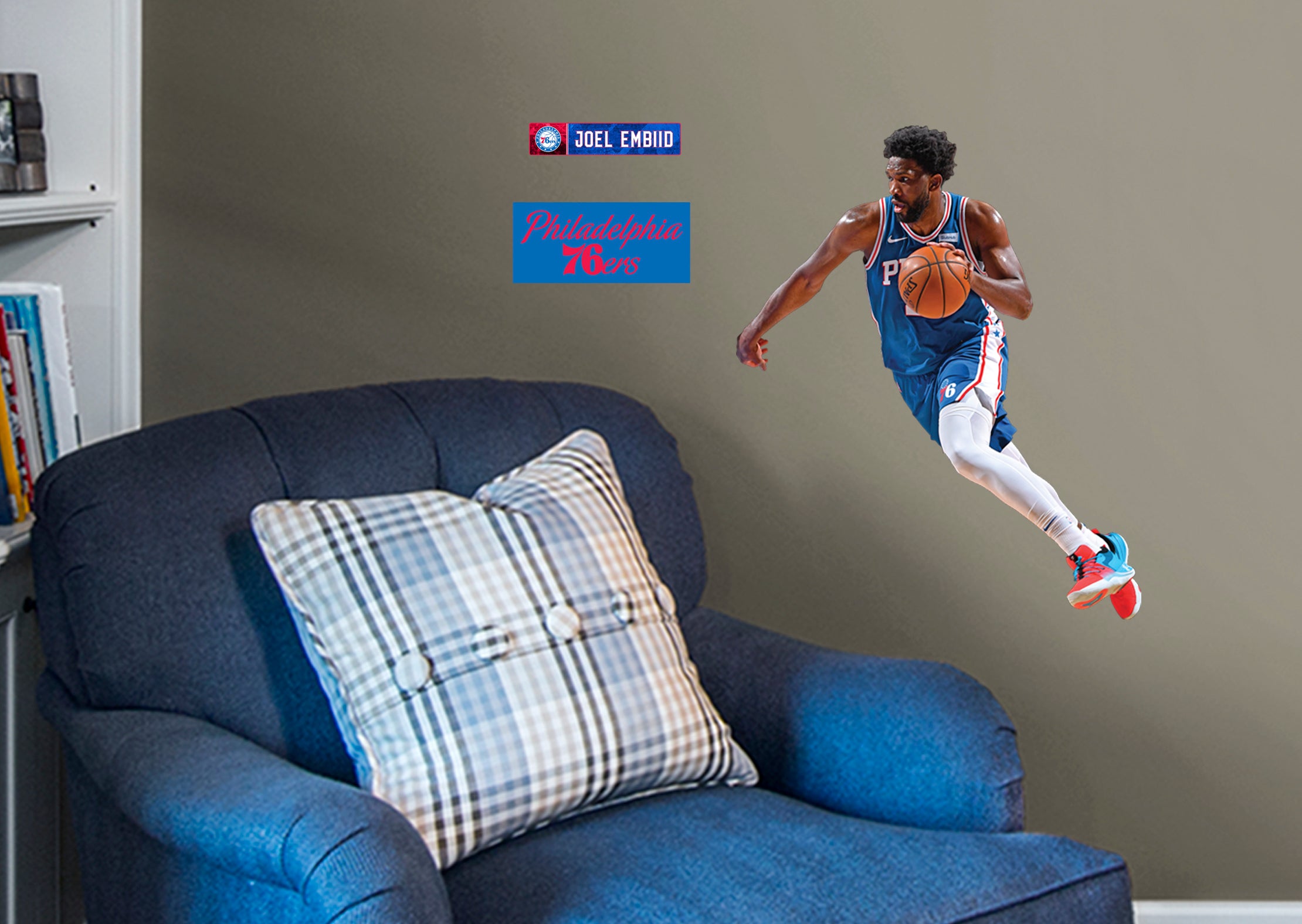 Joel Embiid 2021 for Philadelphia 76ers - Officially Licensed NBA Removable Wall Decal Large by Fathead | Vinyl