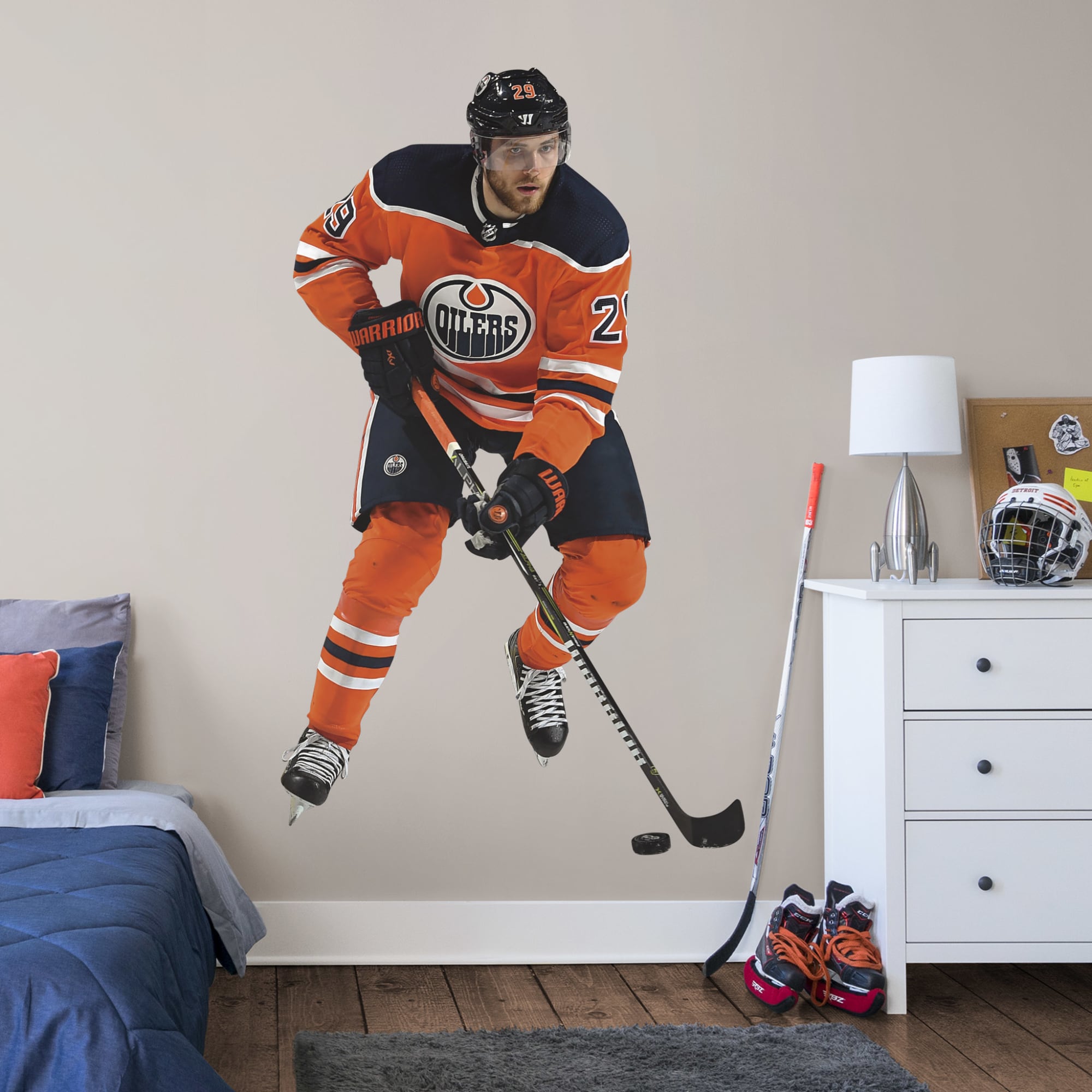 Leon Draisaitl for Edmonton Oilers - Officially Licensed NHL Removable Wall Decal Life-Size Athlete + 2 Team Decals (45"W x 77"H