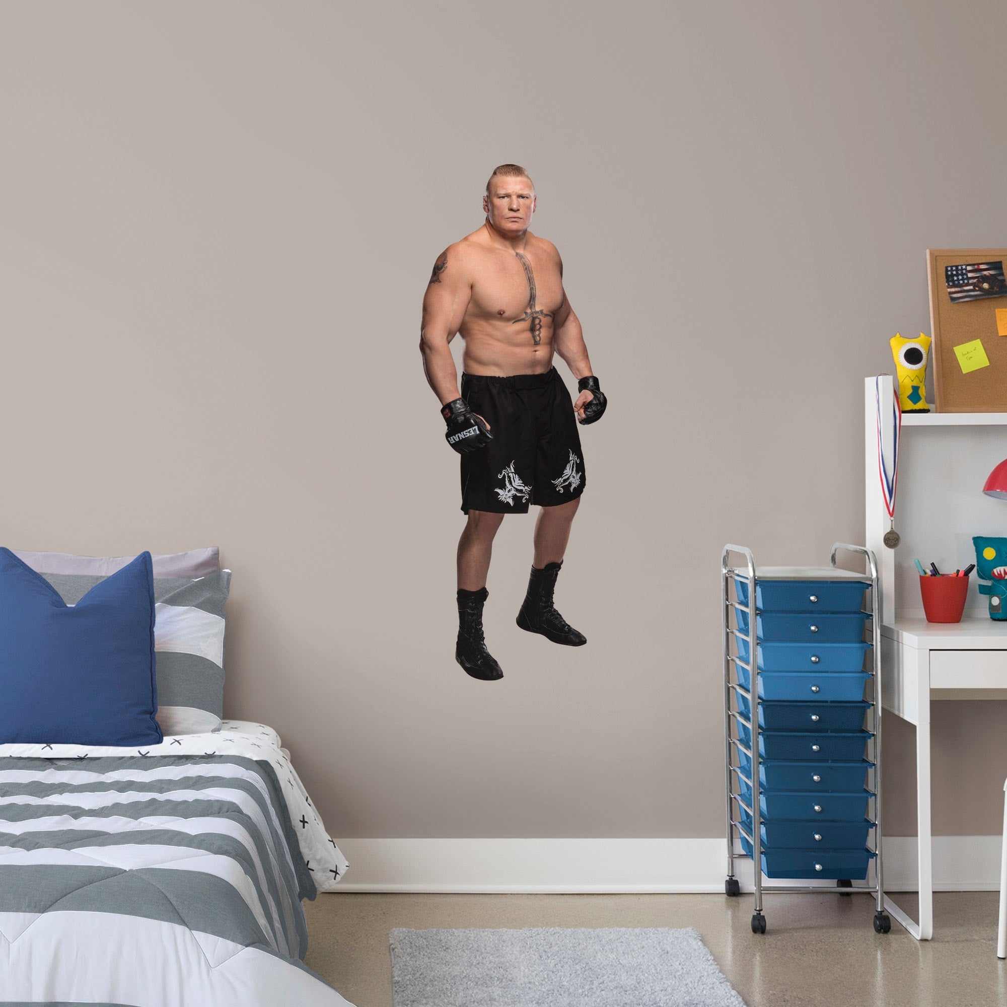 Brock Lesnar for WWE - Officially Licensed Removable Wall Decal Giant Superstar + 2 Decals (19"W x 51"H) by Fathead | Vinyl