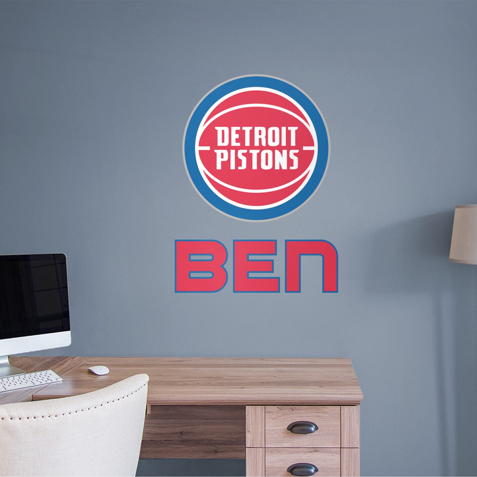 Detroit Pistons: Stacked Personalized Name - Officially Licensed NBA Transfer Decal in Red (39.5"W x 52"H) by Fathead | Vinyl