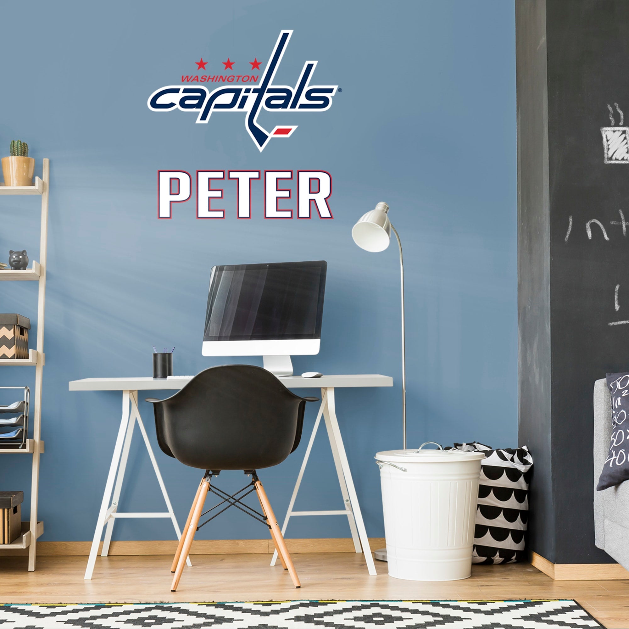 Washington Capitals: Stacked Personalized Name - Officially Licensed NHL Transfer Decal in Navy/White (39.5"W x 52"H) by Fathead