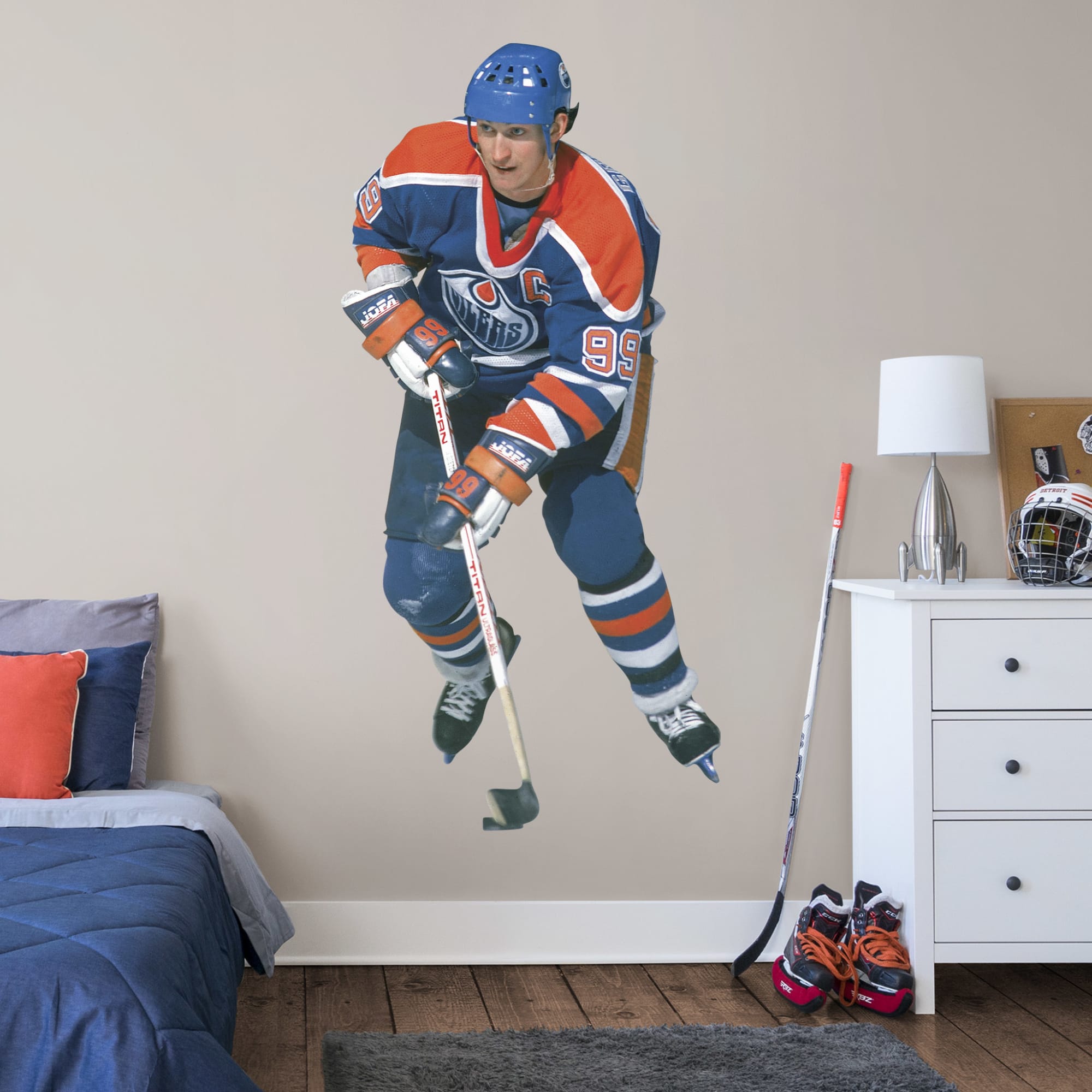 Wayne Gretzky for Edmonton Oilers - Officially Licensed NHL Removable Wall Decal Life-Size Athlete + 2 Decals (36"W x 75"H) by F