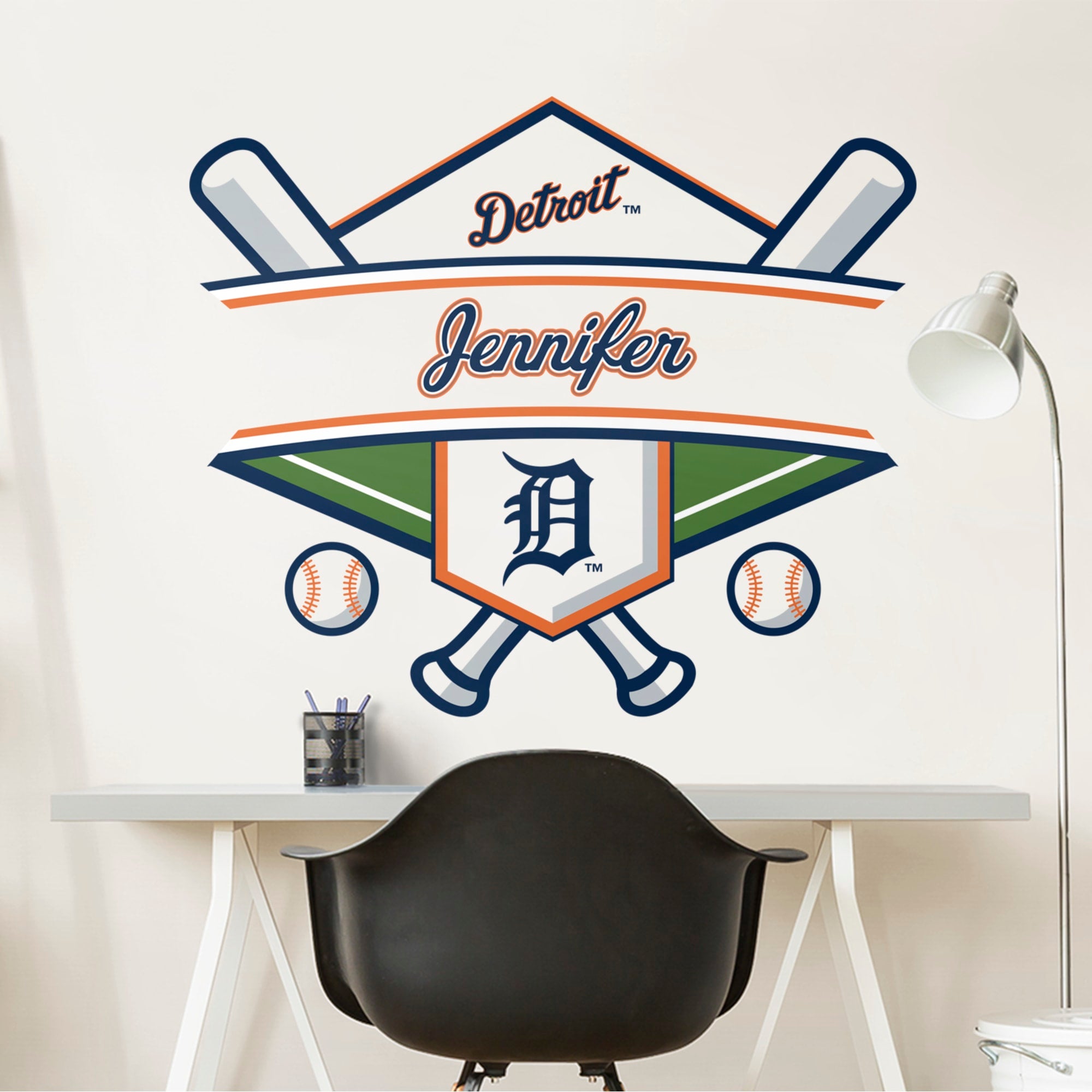 Detroit Tigers: Personalized Name - Officially Licensed MLB Transfer Decal 52"W x 39.5"H by Fathead | Vinyl