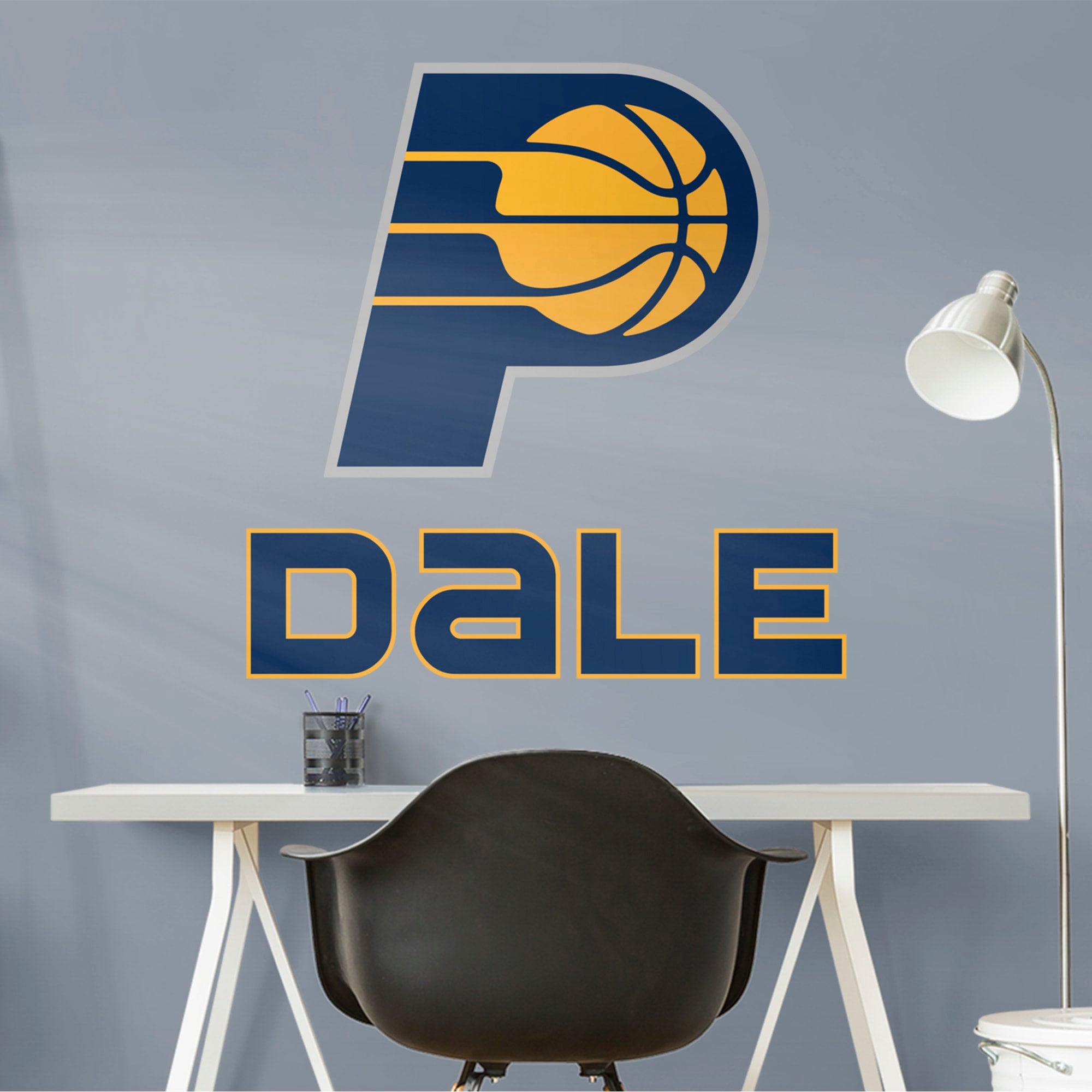 Indiana Pacers: Stacked Personalized Name - Officially Licensed NBA Transfer Decal in Navy (39.5"W x 52"H) by Fathead | Vinyl