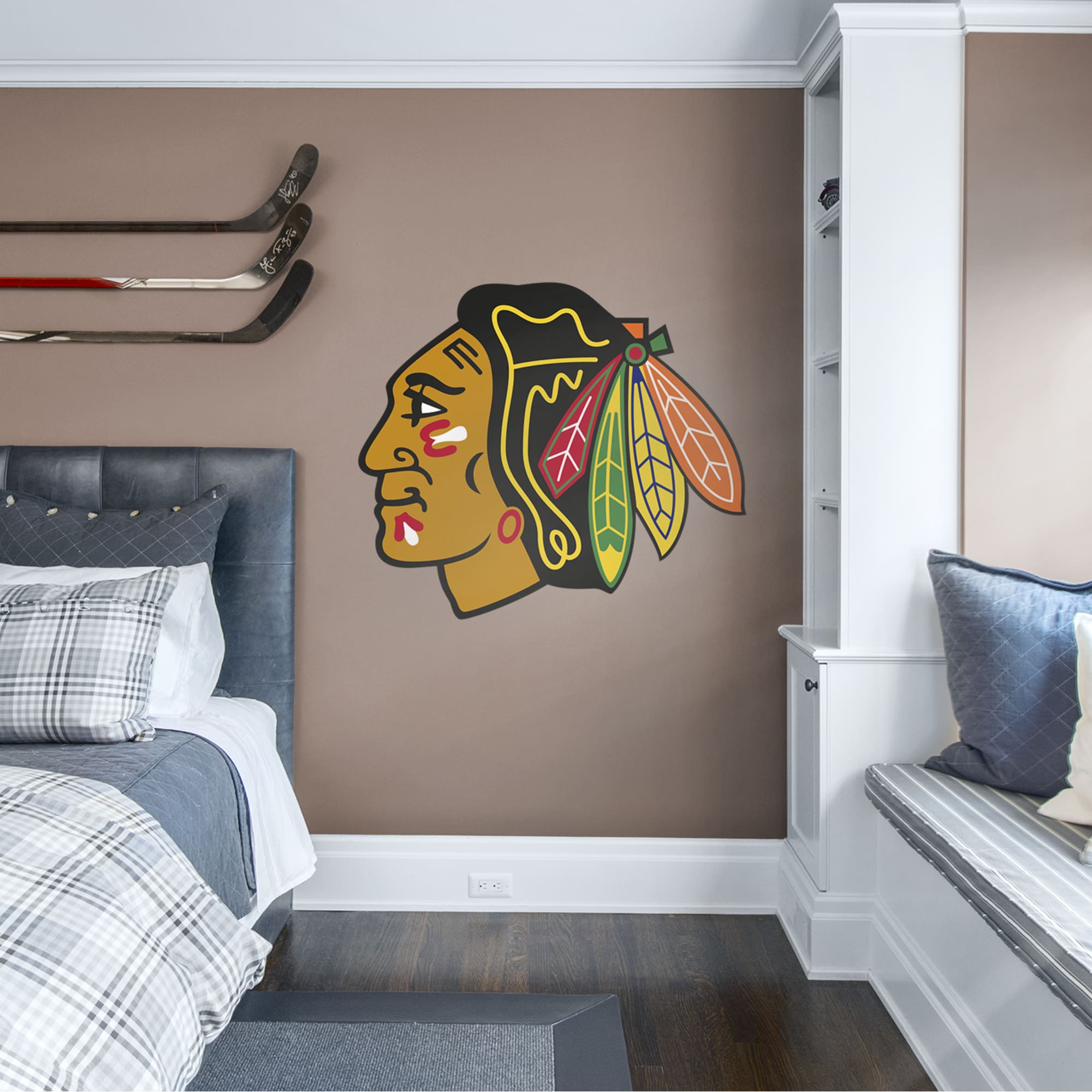Chicago Blackhawks: Logo - Officially Licensed NHL Removable Wall Decal Giant Logo (45"W x 38"H) by Fathead | Vinyl