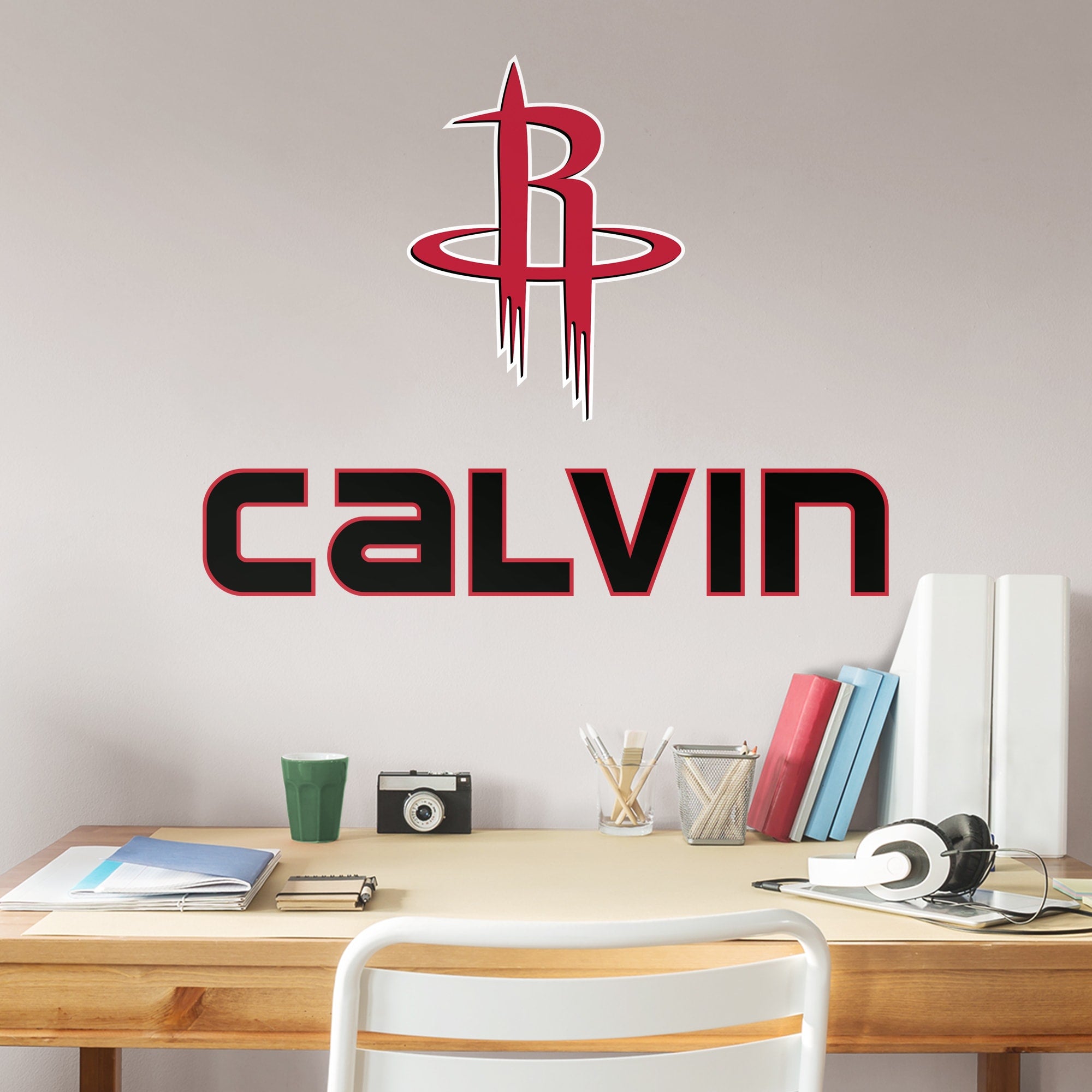 Houston Rockets: Stacked Personalized Name - Officially Licensed NBA Transfer Decal in Black (17"W x 23"H) by Fathead | Vinyl