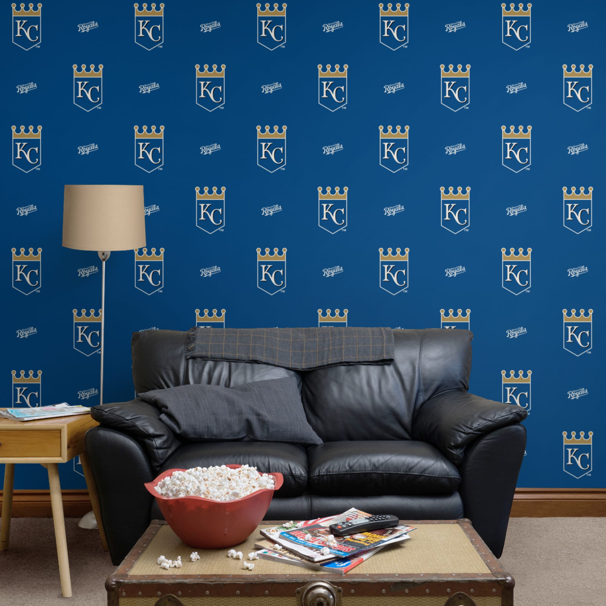 Kansas City Royals: Logo Pattern - Officially Licensed Removable Wallpaper 12" x 12" Sample by Fathead