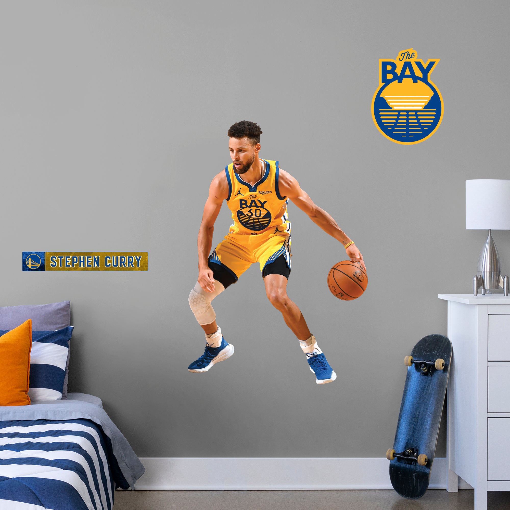 Stephen Curry 2021 The Bay - Officially Licensed NBA Removable Wall Decal Giant Athlete + 2 Decals (35"W x 51"H) by Fathead | Vi