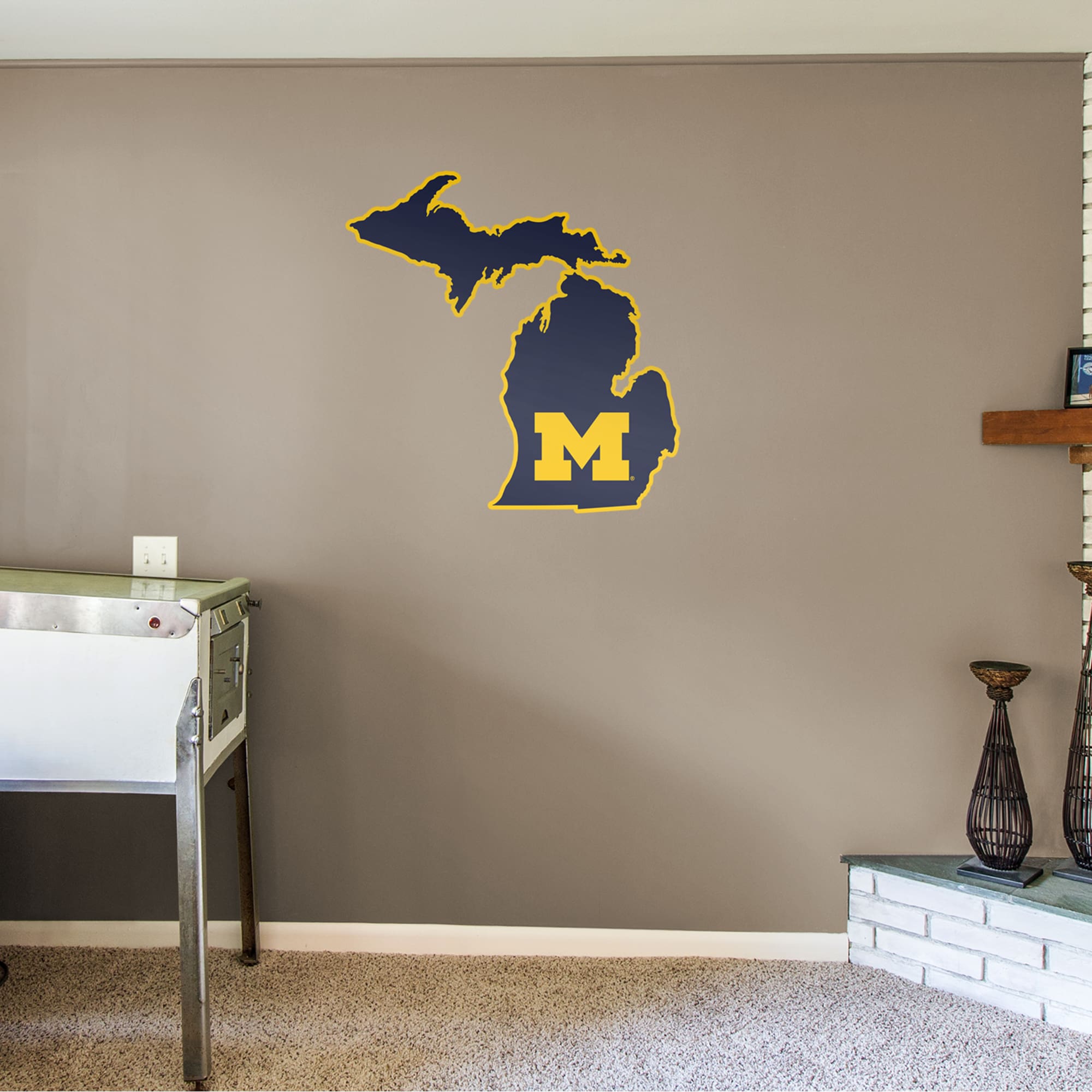 Michigan Wolverines: State of Michigan - Officially Licensed Removable Wall Decal 37.0"W x 38.0"H by Fathead | Vinyl