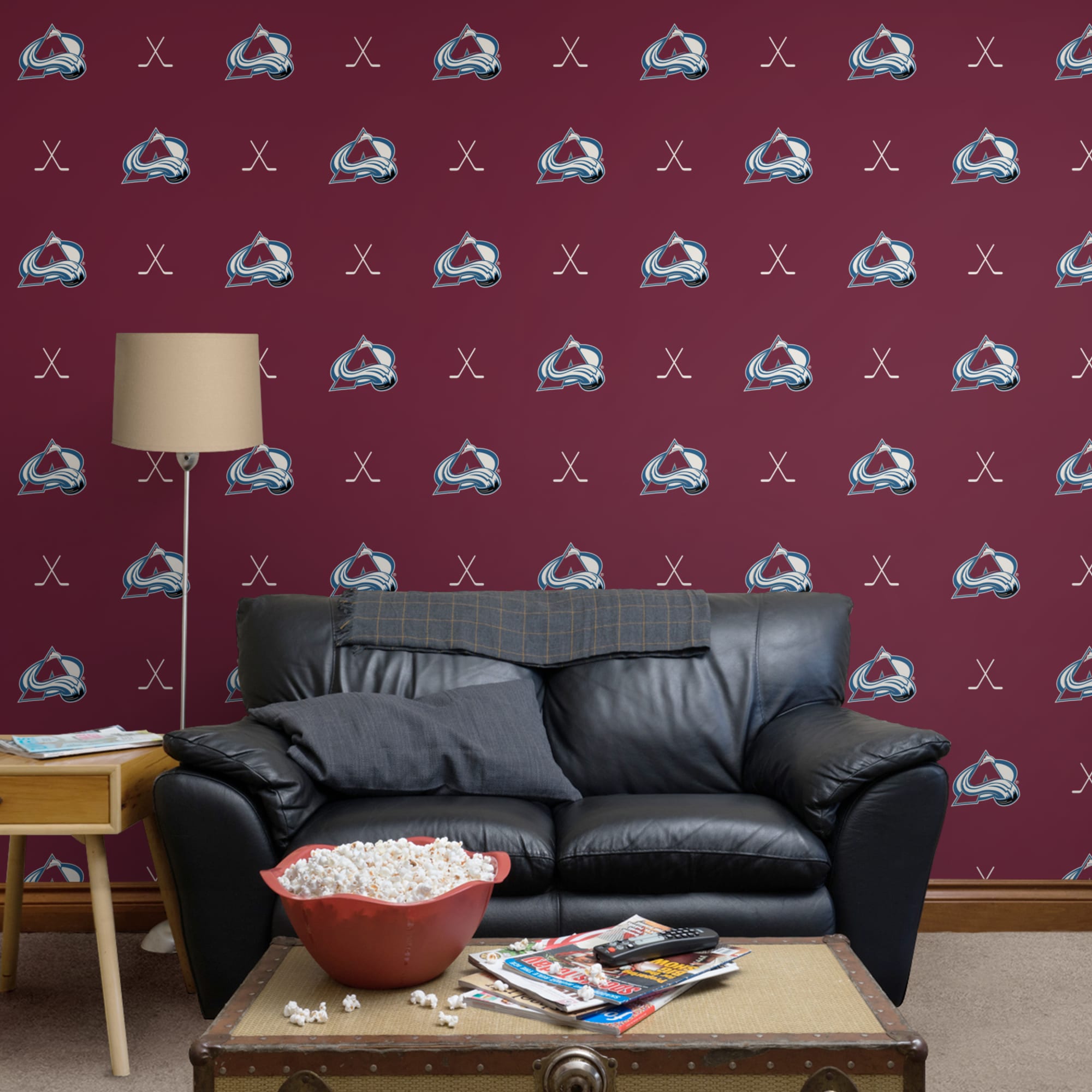 Colorado Avalanche: Sticks Pattern - Officially Licensed NHL Removable Wallpaper 12" x 12" Sample by Fathead