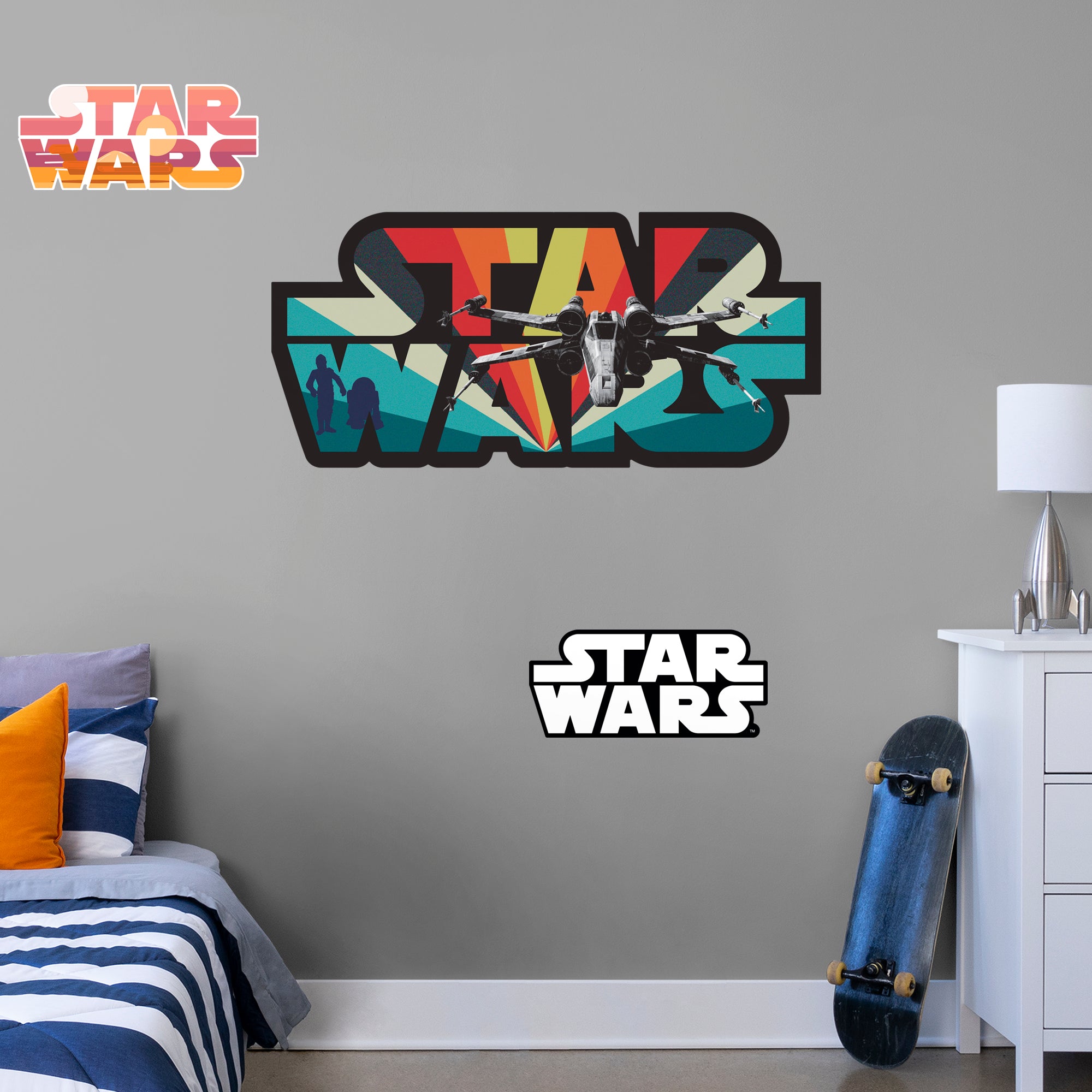 X-Wing Fighter Logo - Officially Licensed Star Wars Removable Wall Decal Giant Logo (51"W x 24"H) by Fathead | Vinyl