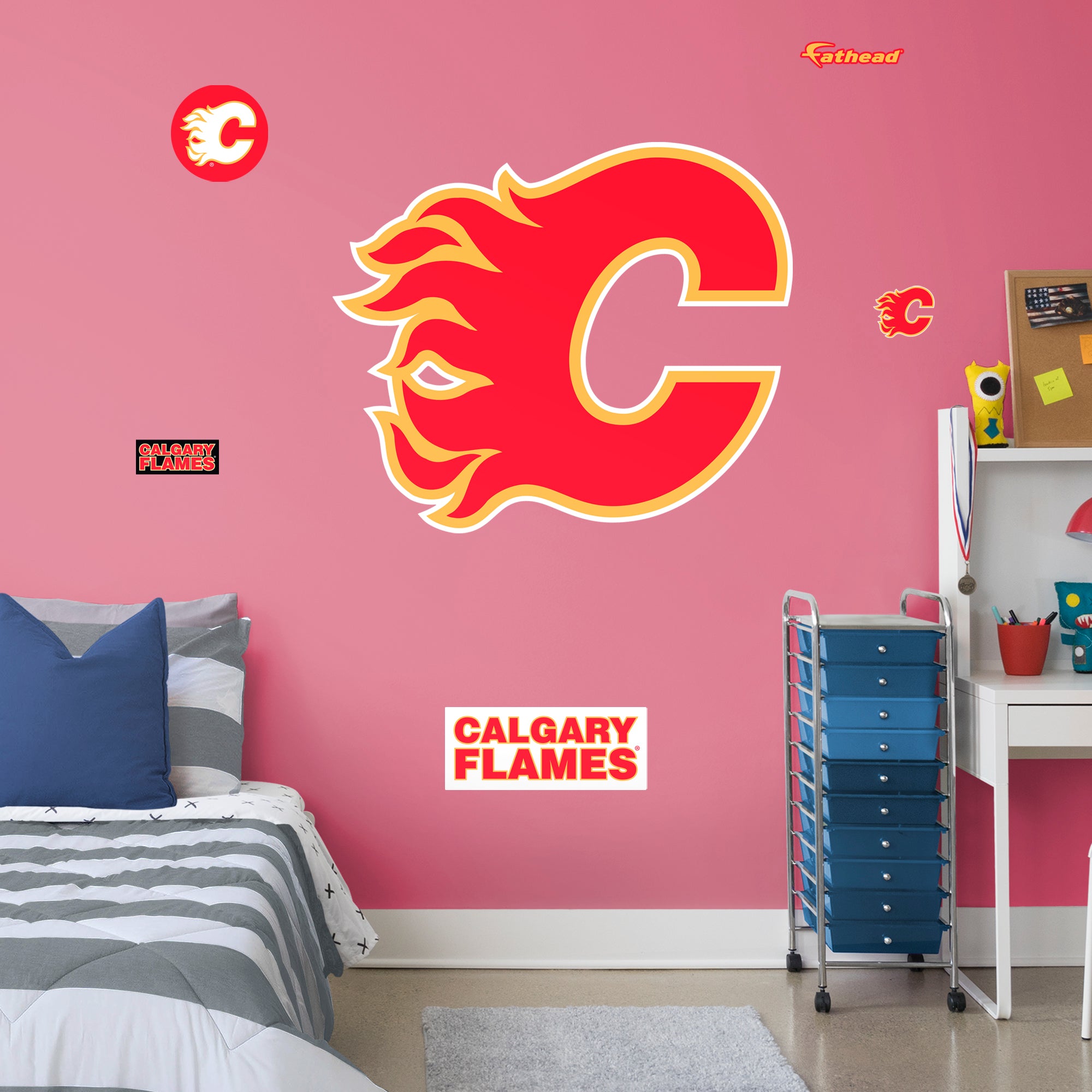 Calgary Flames 2020 RealBig Logo - Officially Licensed NHL Removable Wall Decal Giant Decal (38.5"W x 45"H) by Fathead | Vinyl