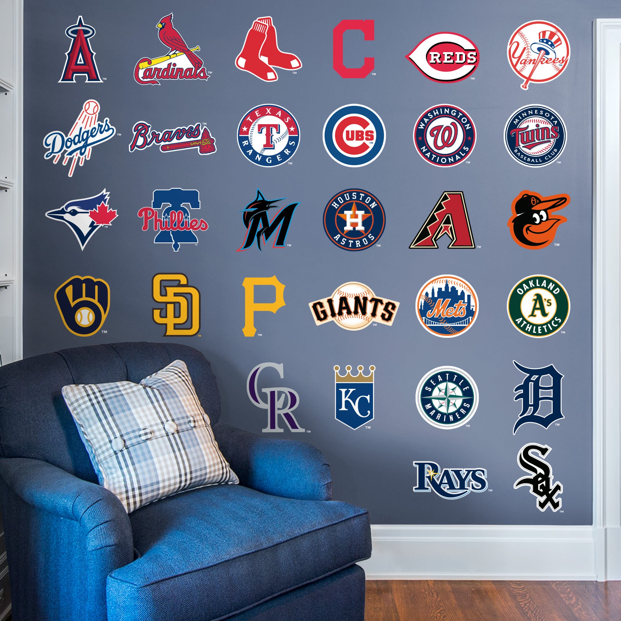 MLB: Team Logo Collection - Officially Licensed MLB Removable Wall Decals 11.0"W x 11.0"H by Fathead | Vinyl