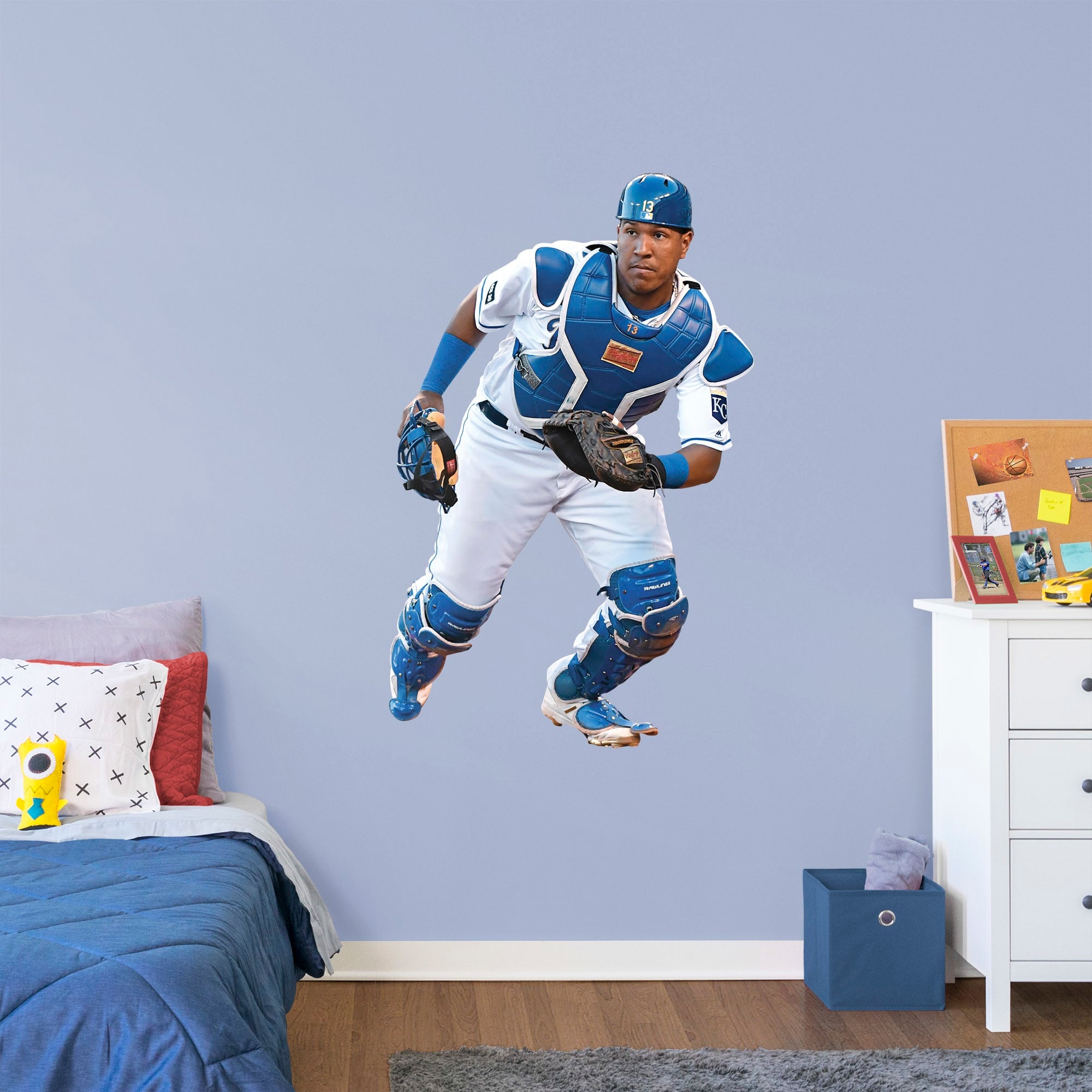 Salvador Perez for Kansas City Royals: Catcher - Officially Licensed MLB Removable Wall Decal Giant Athlete + 2 Decals (33"W x 5