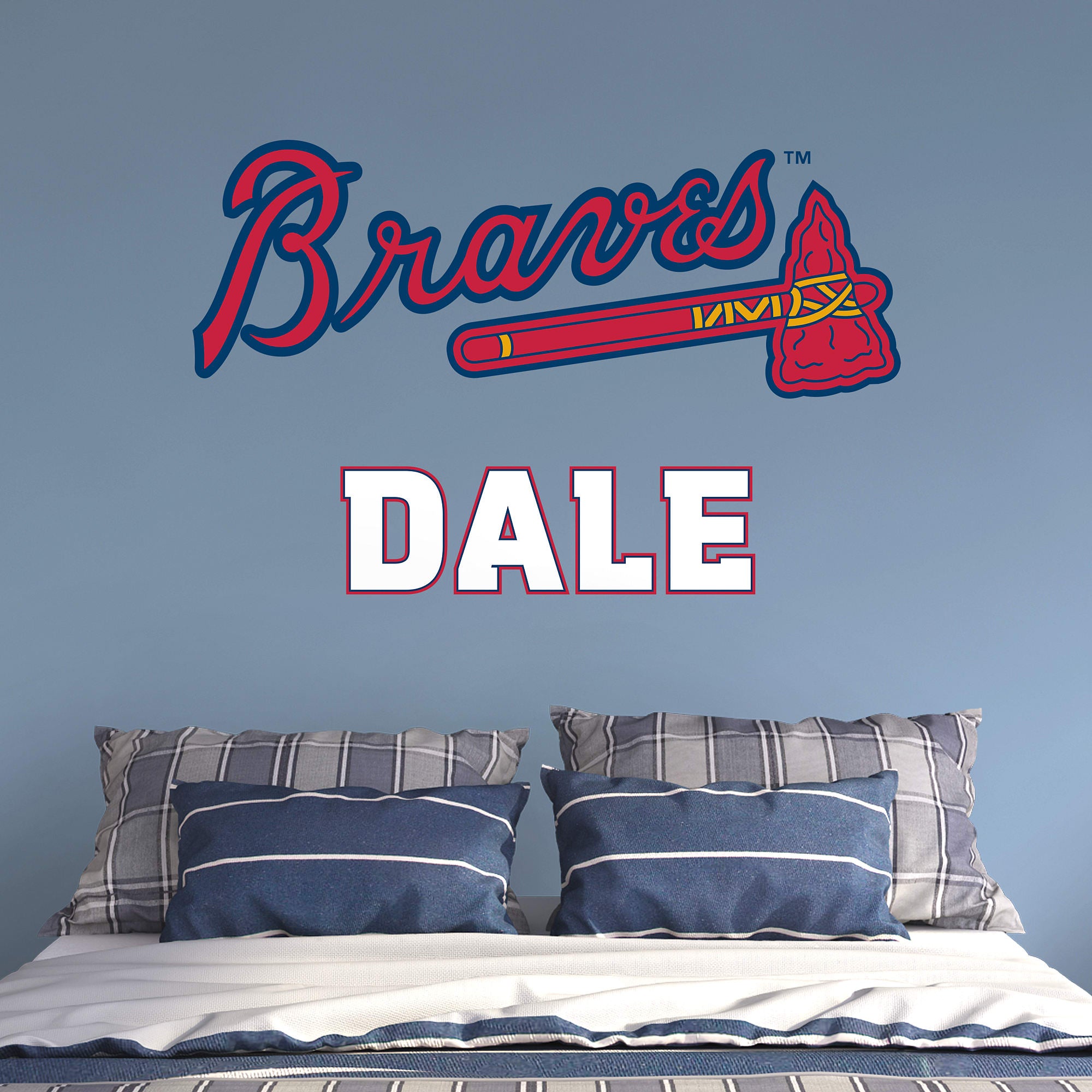 Atlanta Braves: Stacked Personalized Name - Officially Licensed MLB Transfer Decal in White (52"W x 39.5"H) by Fathead | Vinyl