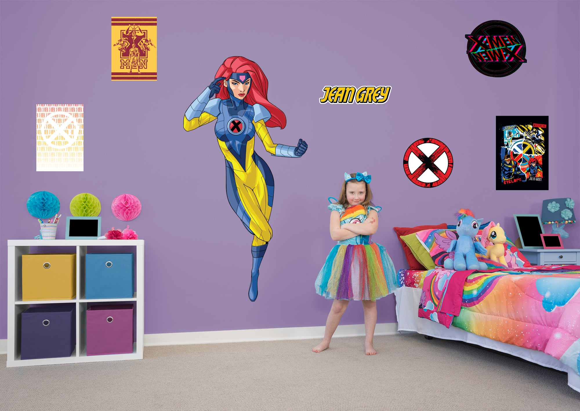 X-Men Jean Grey RealBig - Officially Licensed Marvel Removable Wall Decal Life-Size Character + 5 Decals (39"W x 78"H) by Fathea