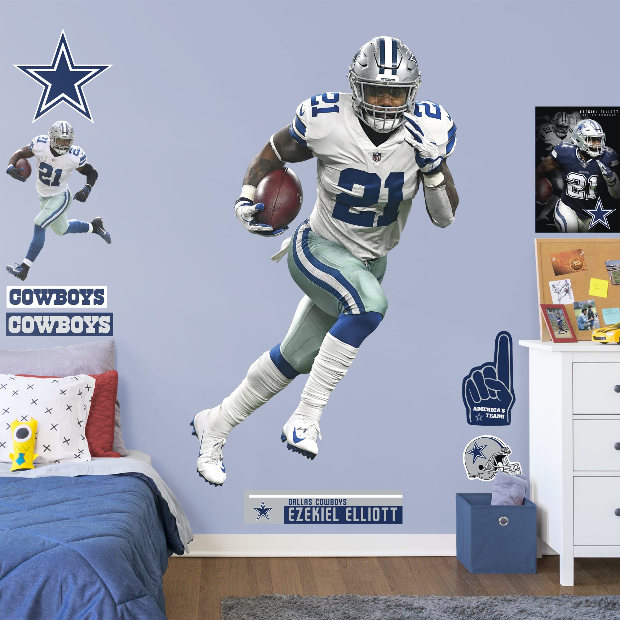 Ezekiel Elliott for Dallas Cowboys: Gamebreaker - Officially Licensed NFL Removable Wall Decal Life-Size Athlete + 10 Decals (51