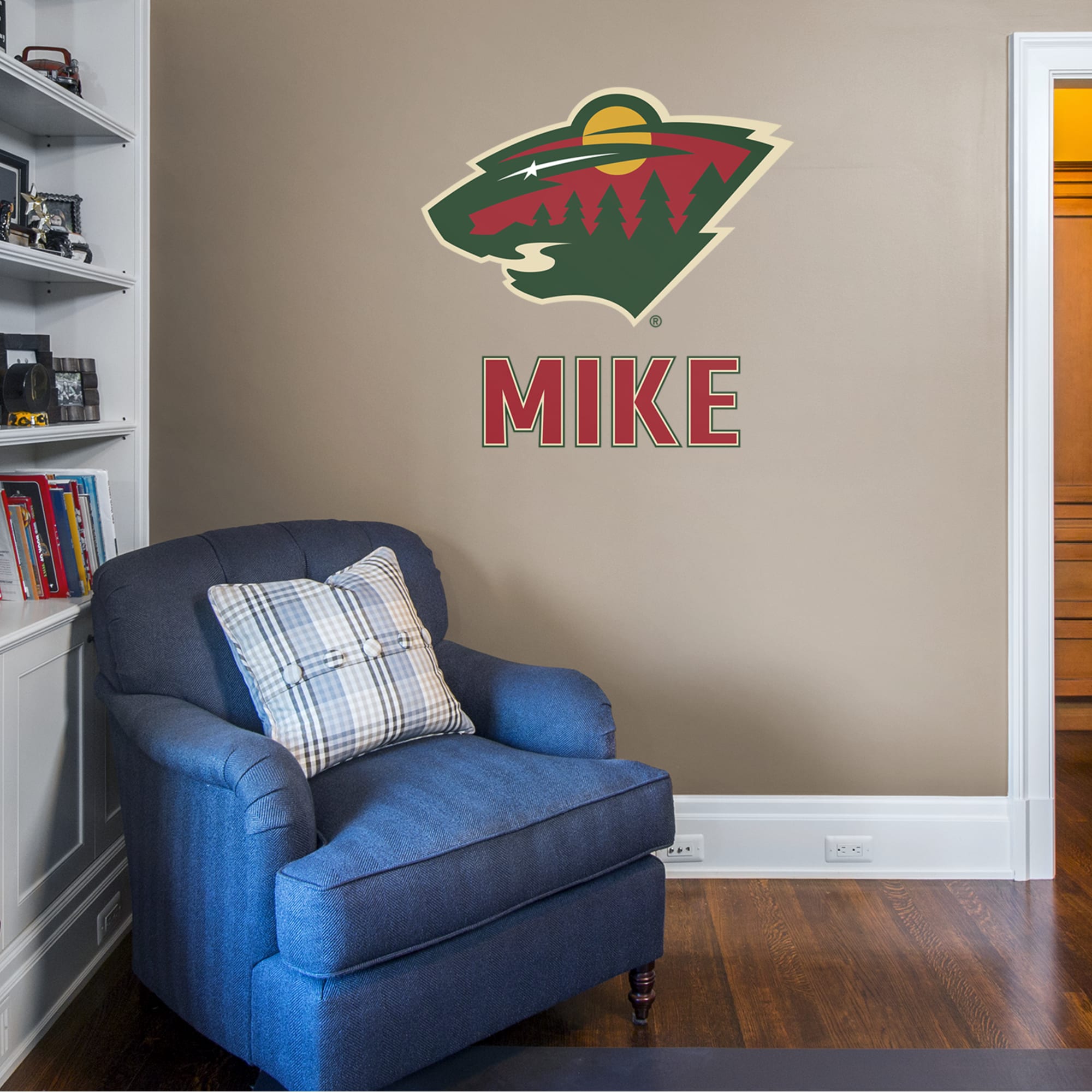 Minnesota Wild: Stacked Personalized Name - Officially Licensed NHL Transfer Decal in Red (39.5"W x 52"H) by Fathead | Vinyl